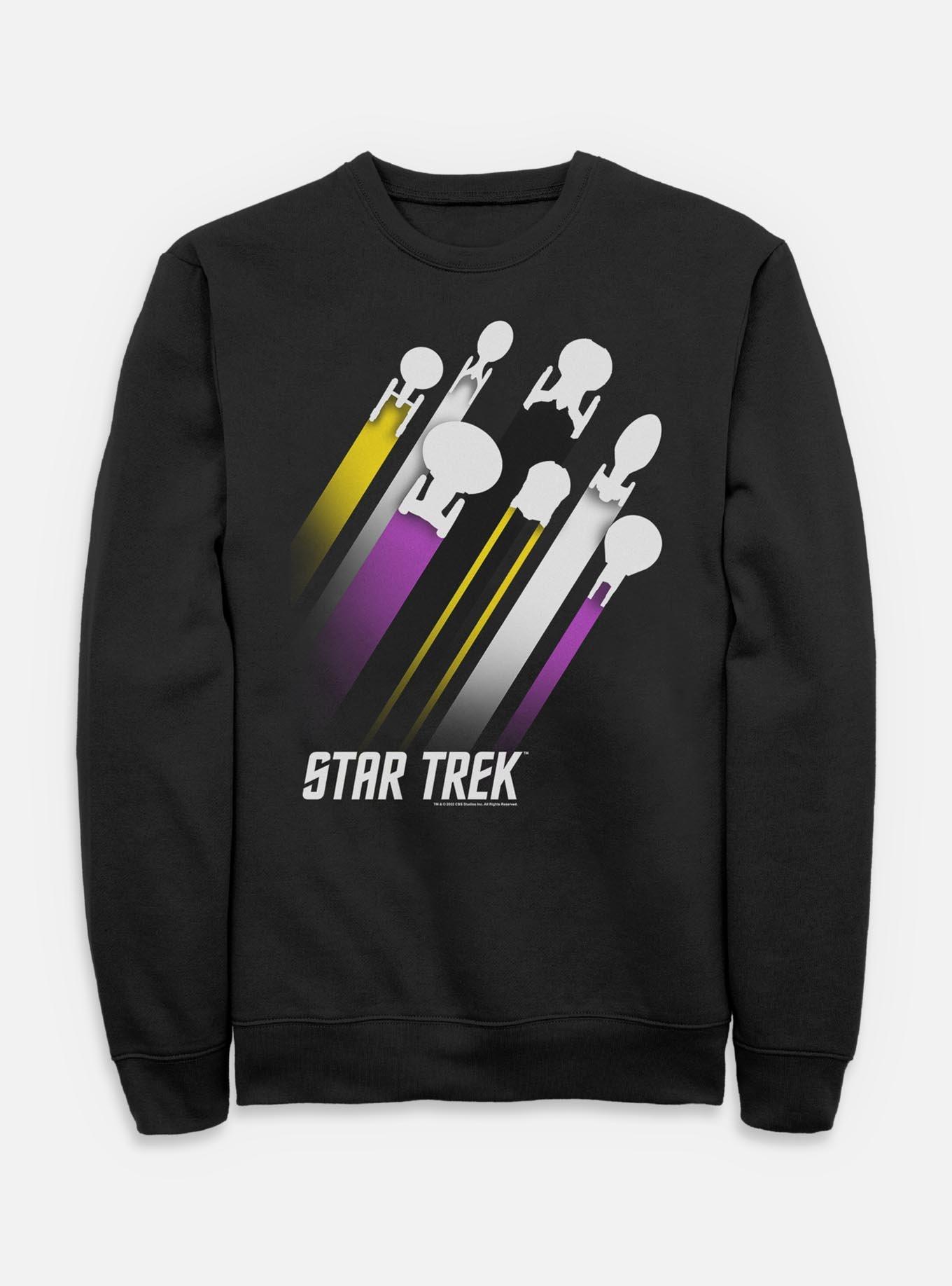 Star Trek Nonbinary Pride Fleet Stripes Sweatshirt, BLACK, hi-res