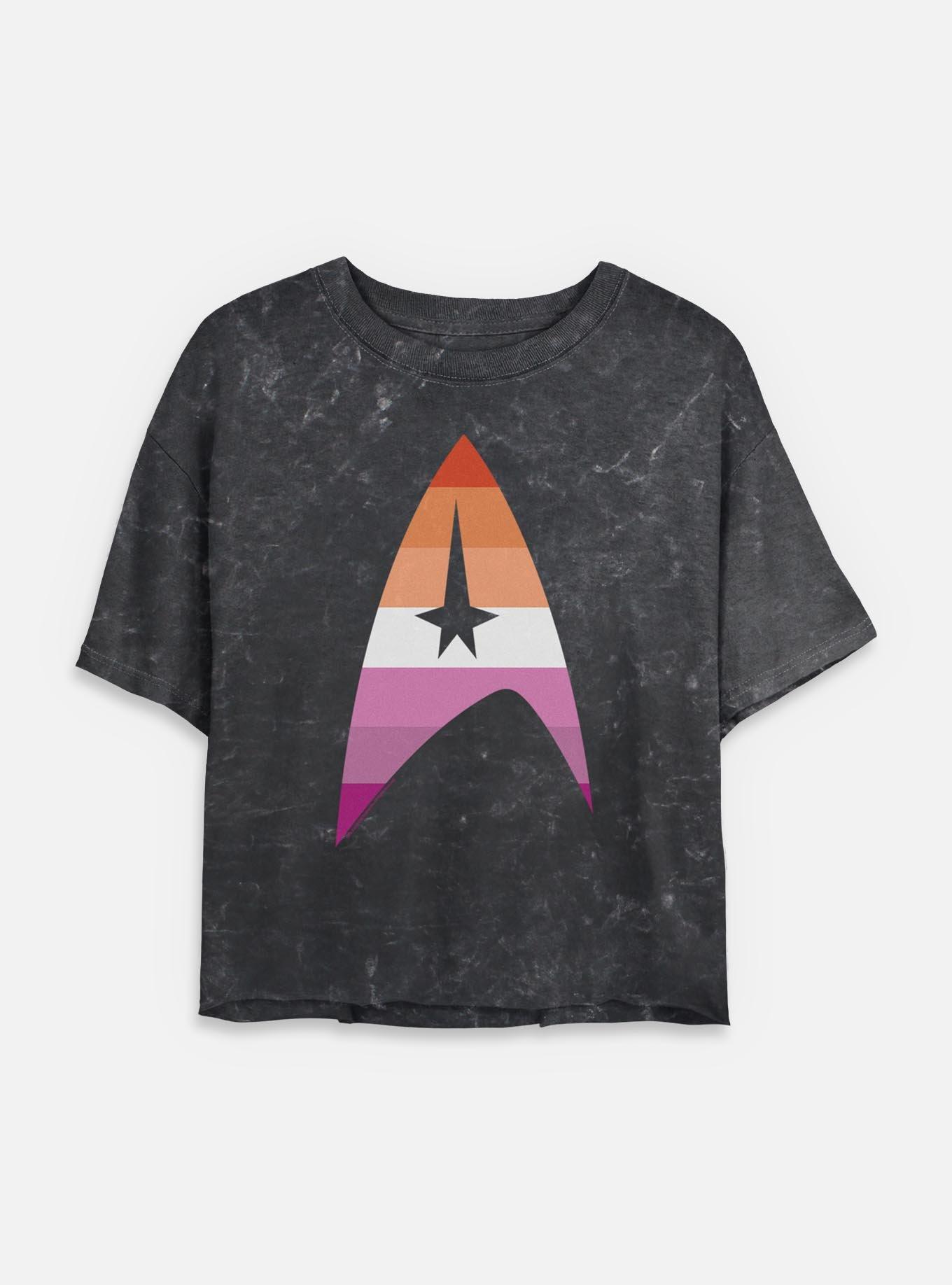 Star Trek Lesbain Flag Logo Mineral Wash Womens Crop T-Shirt, , hi-res