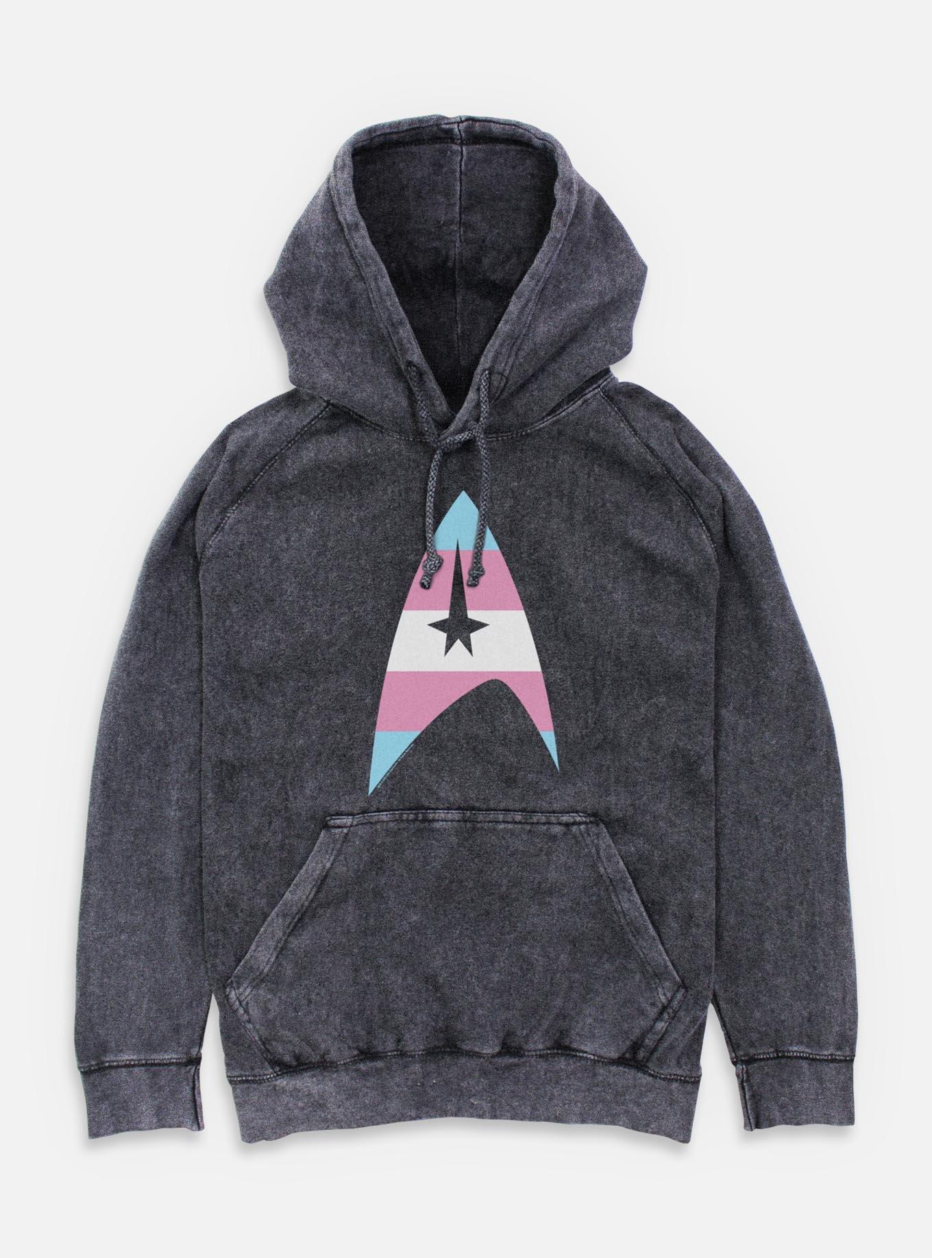Star Trek Trans Flag Logo Mineral Wash Hoodie, , hi-res