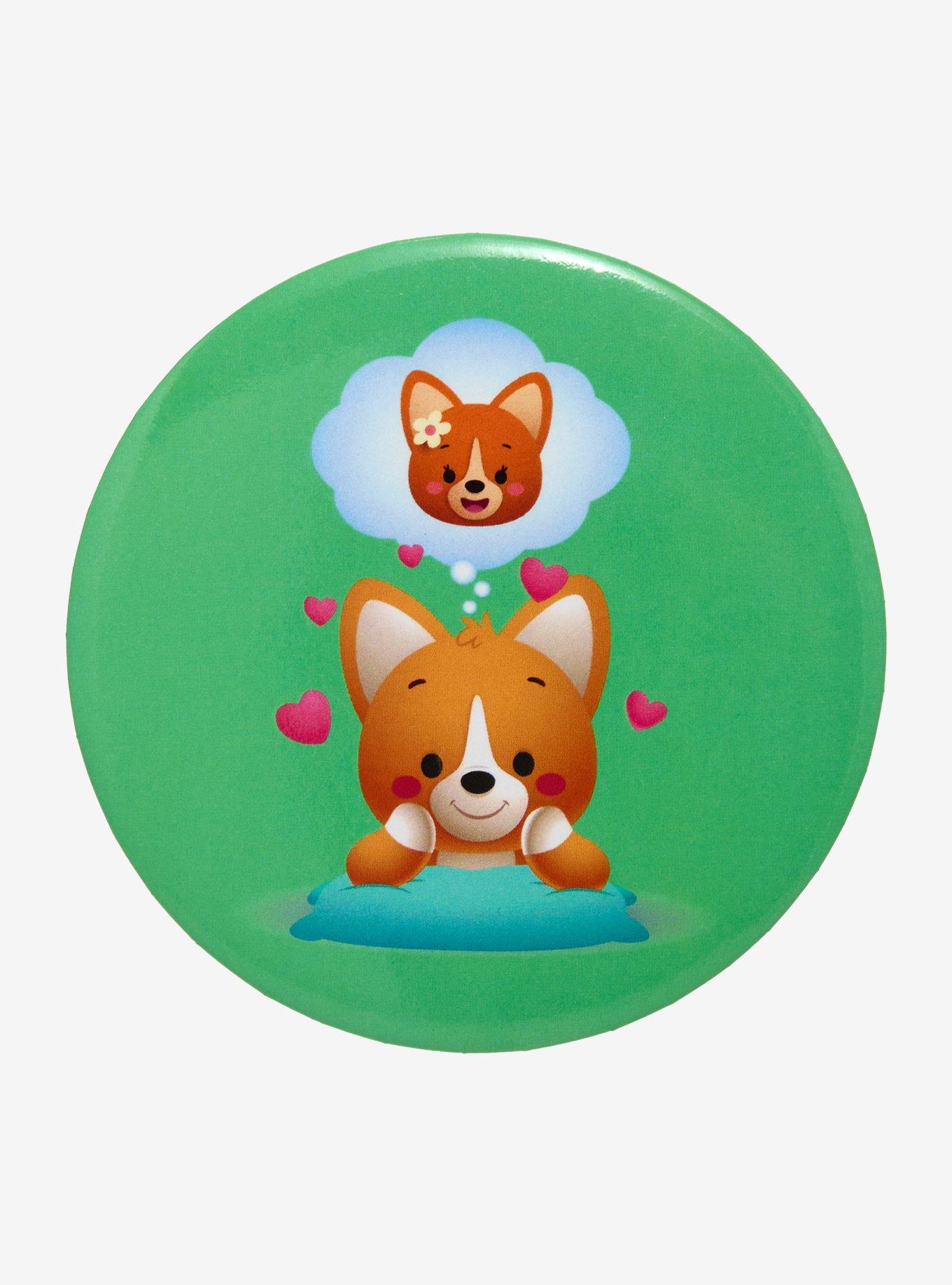 Chibi Corgi Crush 3 Inch Button, , hi-res