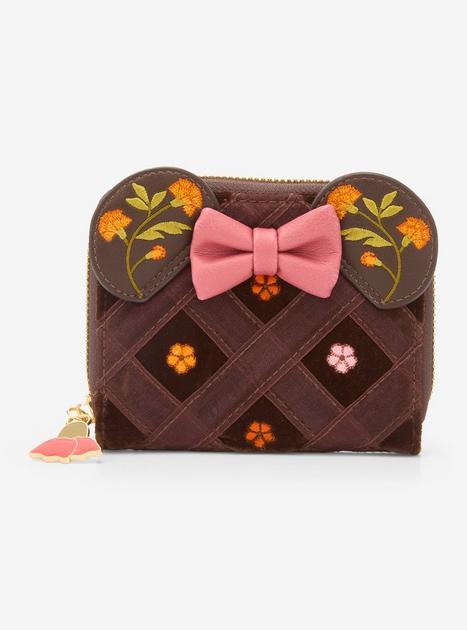 Disney Minnie Mouse Velvet Floral Ears Small Zip Wallet  display picture 2