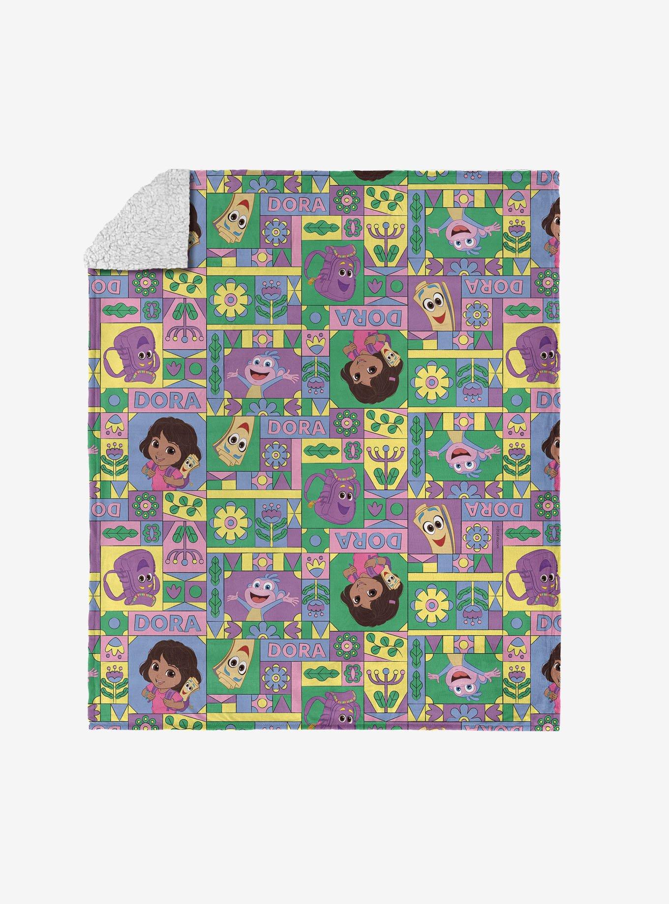 Dora The Explorer Dora and Friends Collage Silk Touch Sherpa Throw Blanket, , hi-res