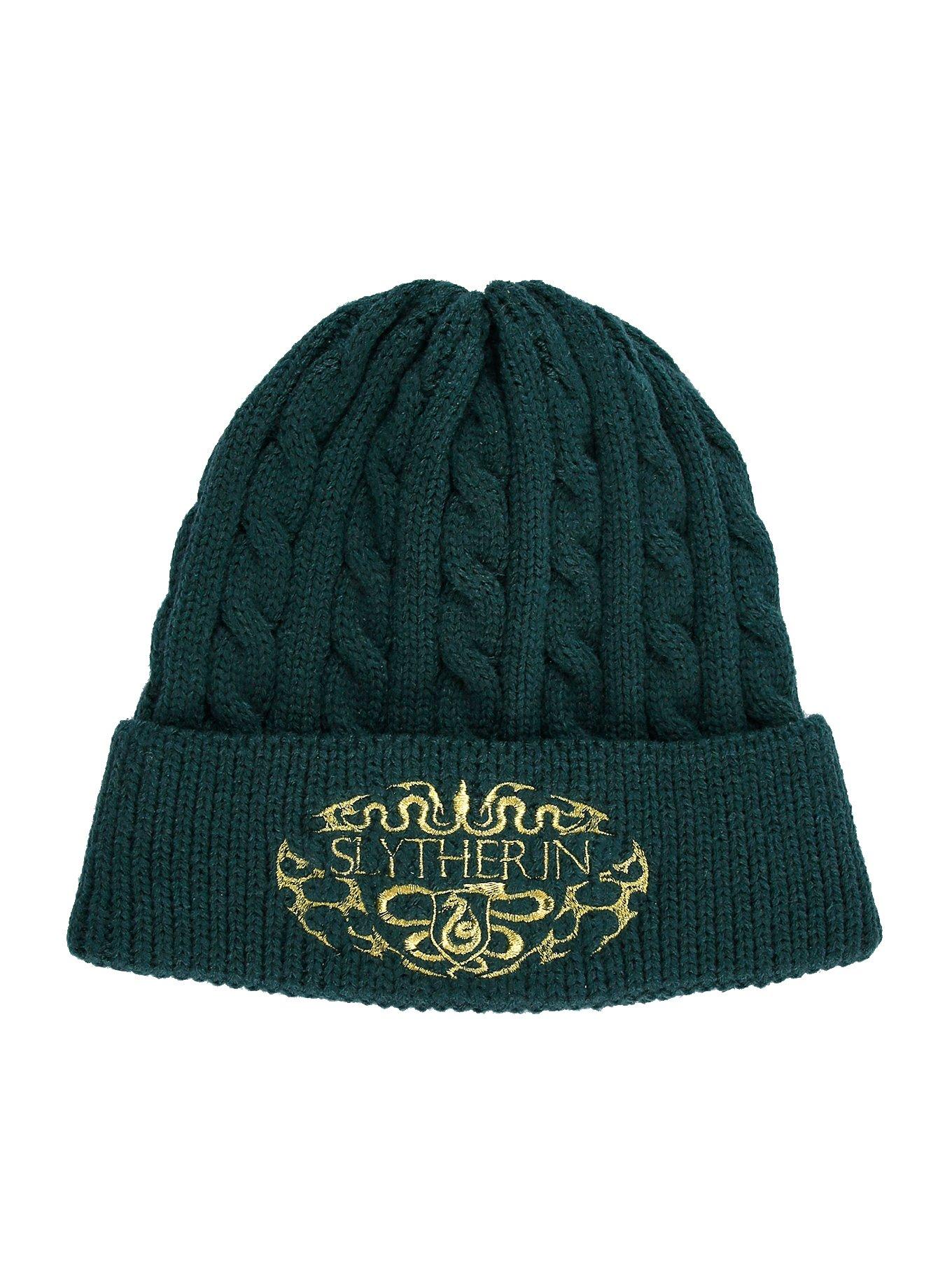 Harry Potter Slytherin Cable Knit Beanie — BoxLunch Exclusive, , hi-res