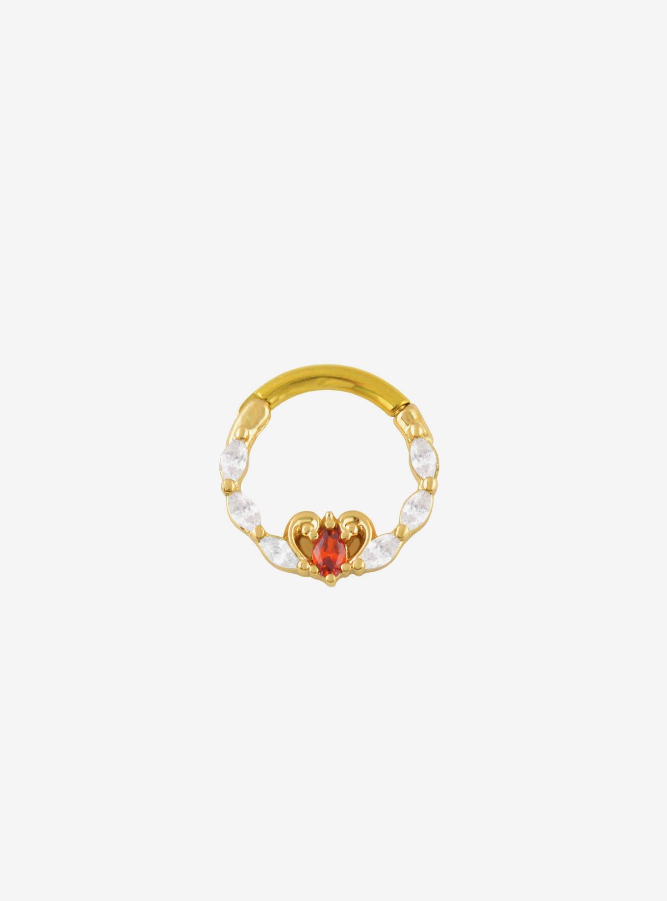 14G Steel Gold Crown Hinged Clicker, , hi-res