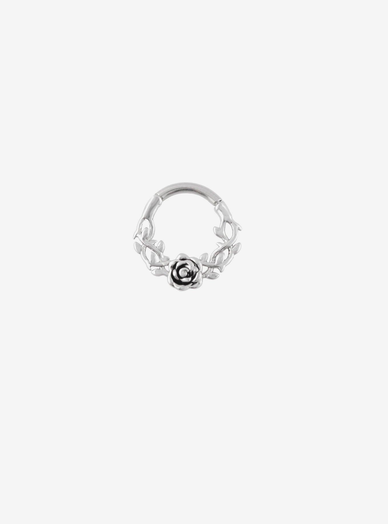 Steel Silver Rose Vine Hinged Clicker, MULTI, hi-res