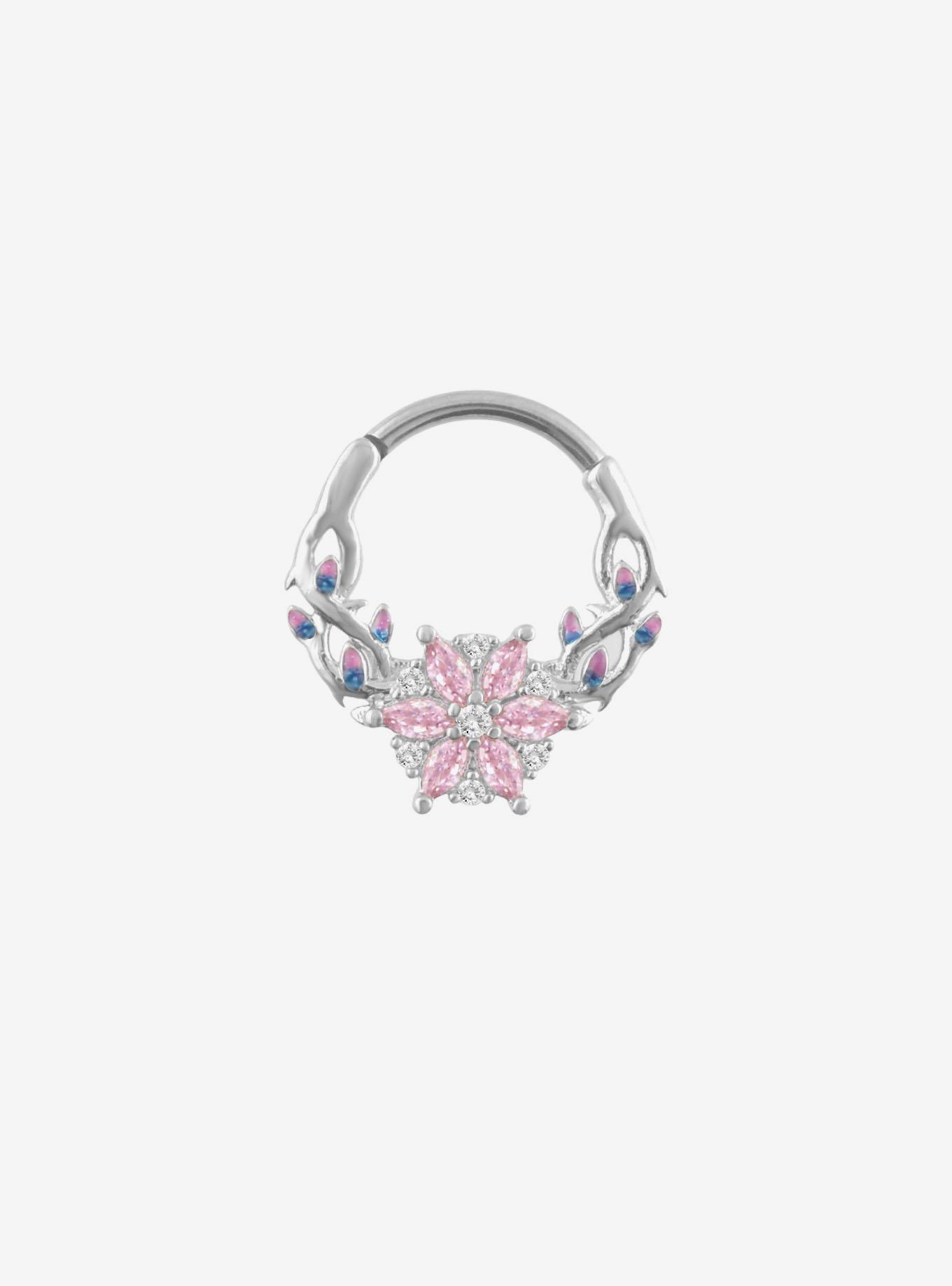 Steel Pink Daisy Hinged Clicker, , hi-res