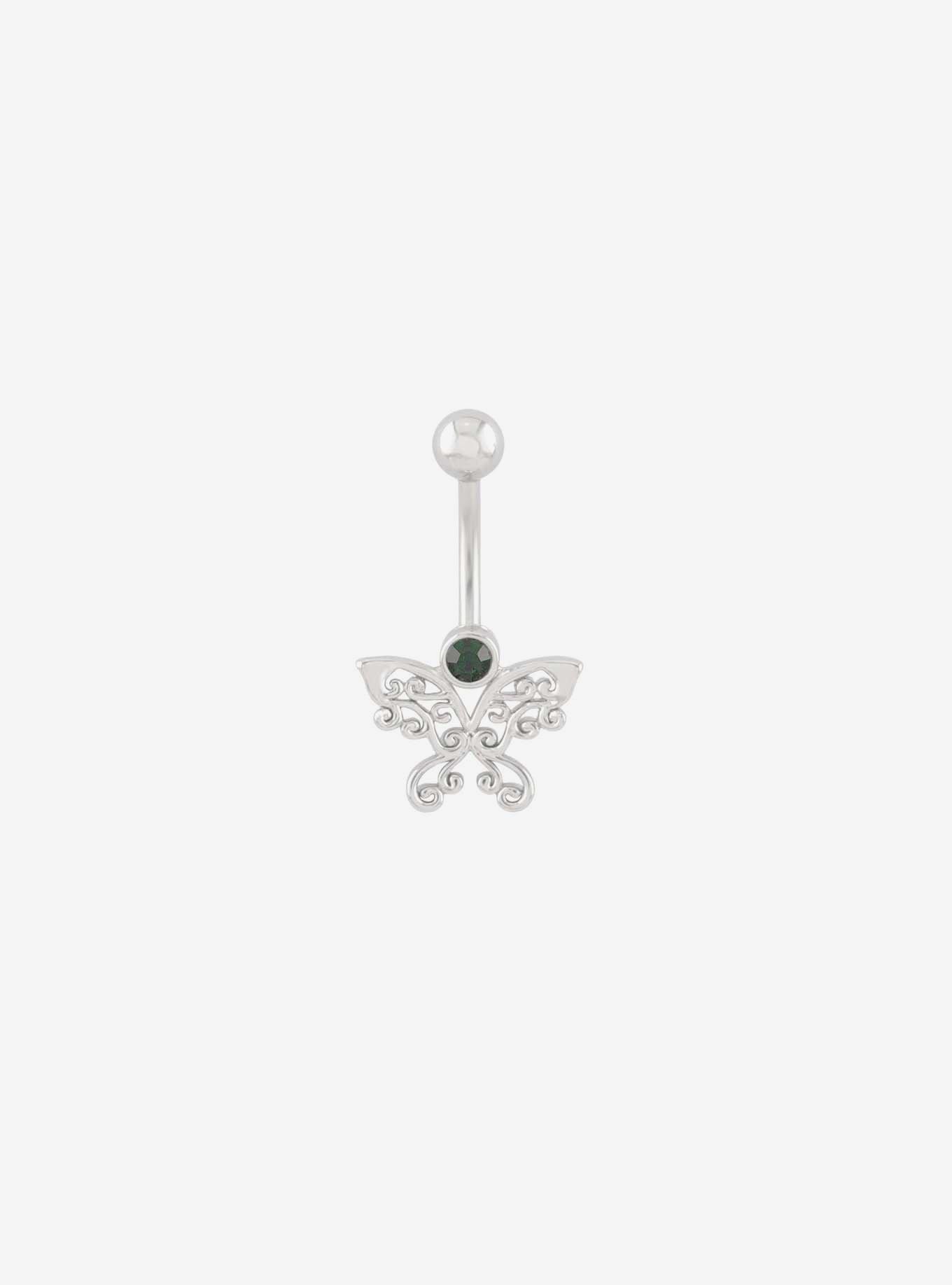 14G Titanium Filigree Butterfly Navel Barbell, , hi-res