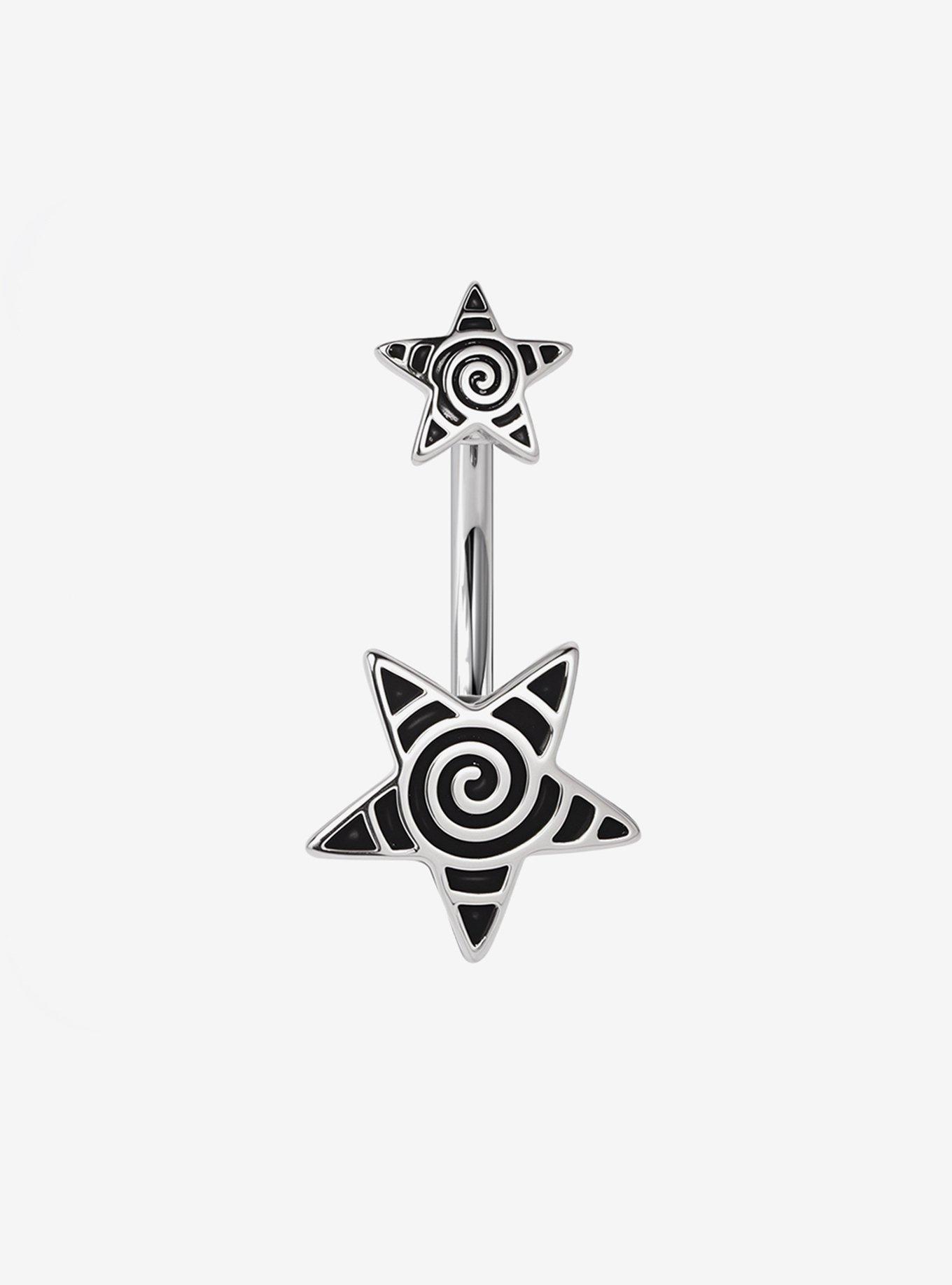 Steel Spiral Star Navel Barbell, , hi-res