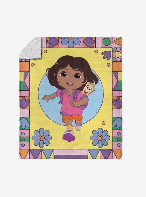 Dora The Explorer Running Dora Silk Touch Sherpa Throw Blanket