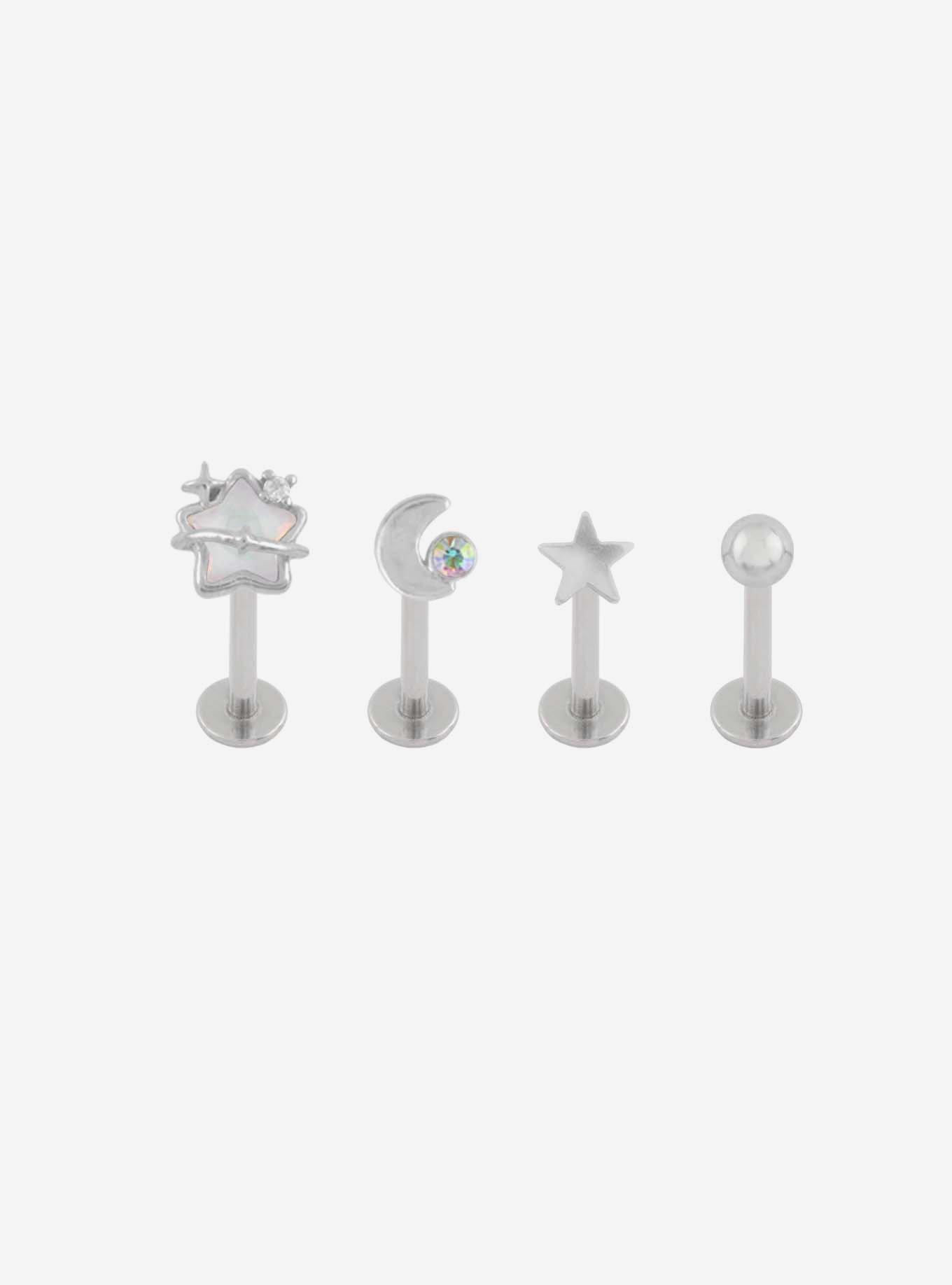 Titanium Celestial Opalite Labret Stud 4 Pack, , hi-res