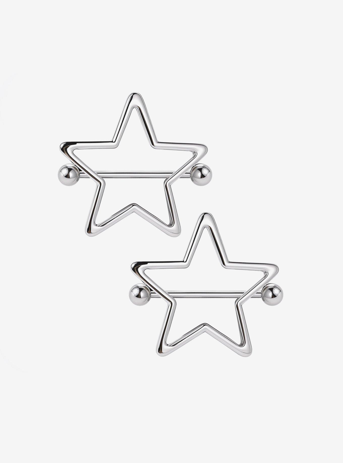 14G Steel Star Nipple Barbell 2 Pack, , hi-res