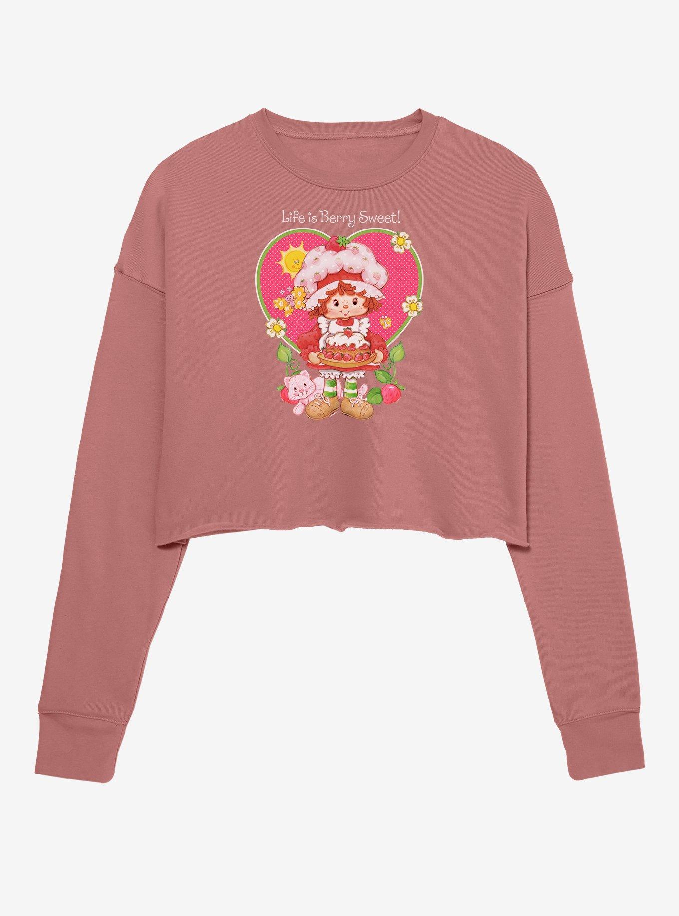 Strawberry Shortcake Life Berry Sweet Girls Crop Sweatshirt, MAUVE, hi-res