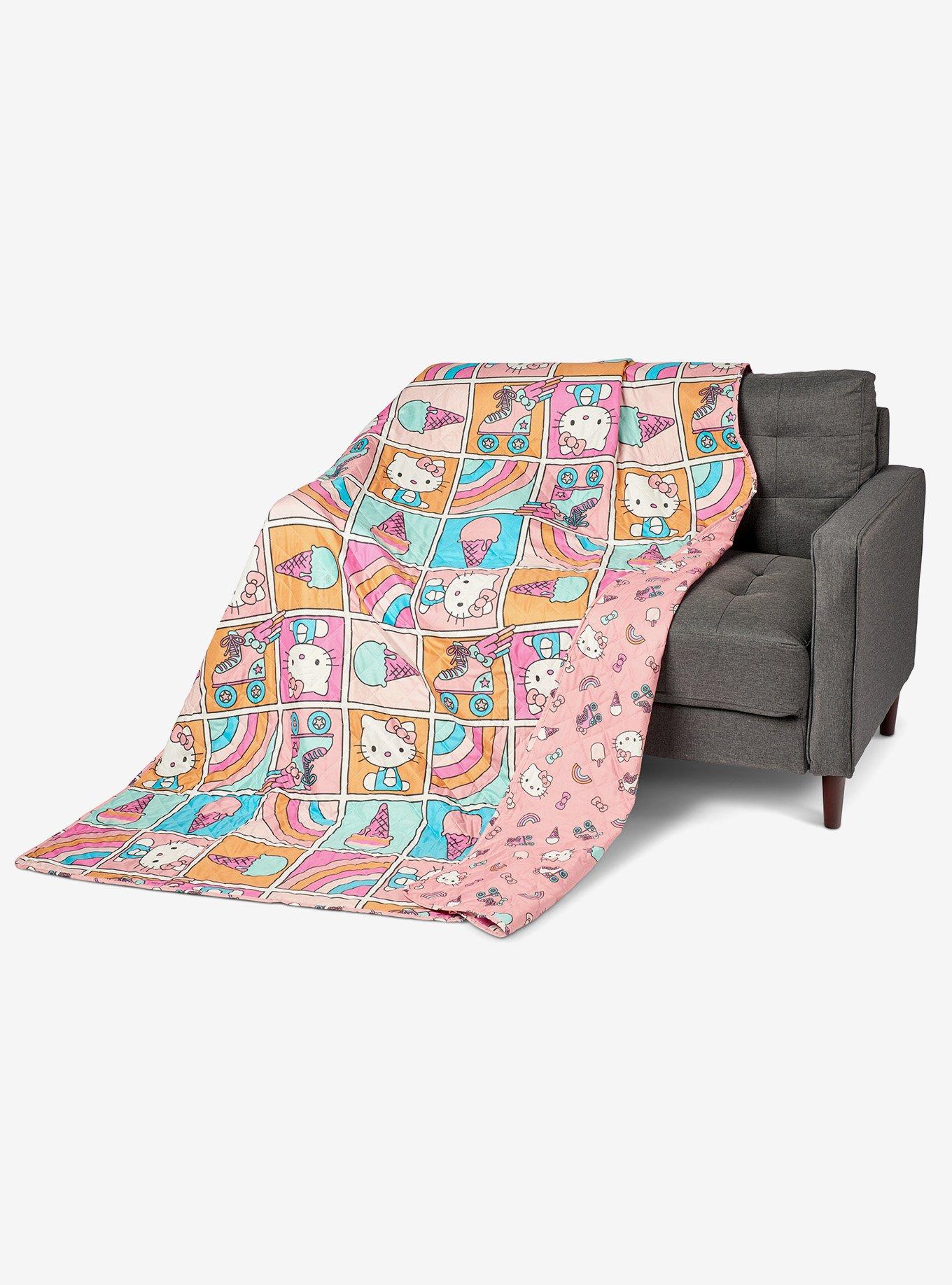 Hello Kitty Rainbow Pink Twin Quilted Blanket, , hi-res
