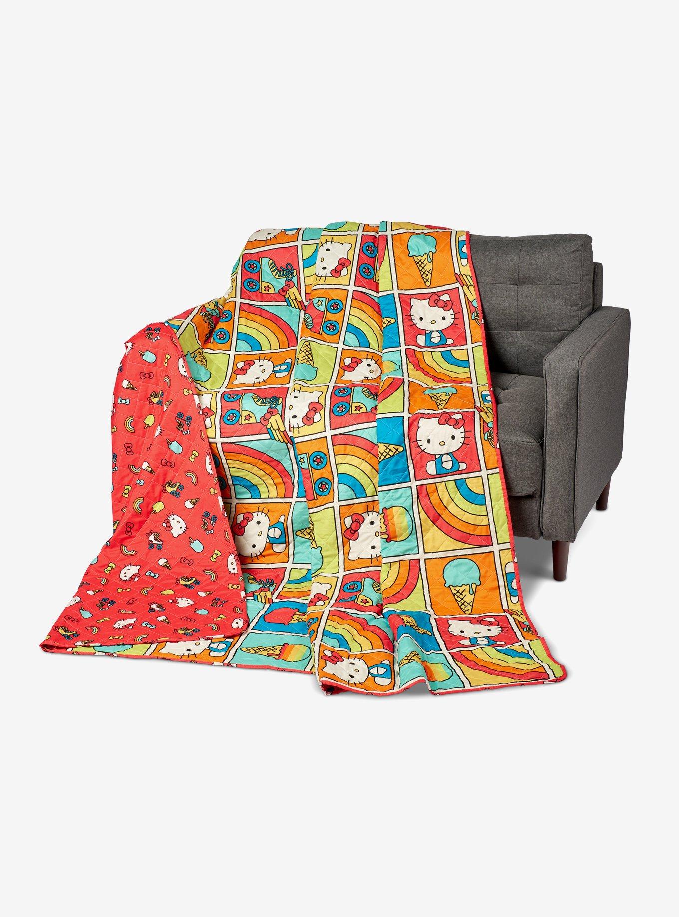 Hello Kitty Rainbow Red Full/Queen Quilted Blanket, , hi-res