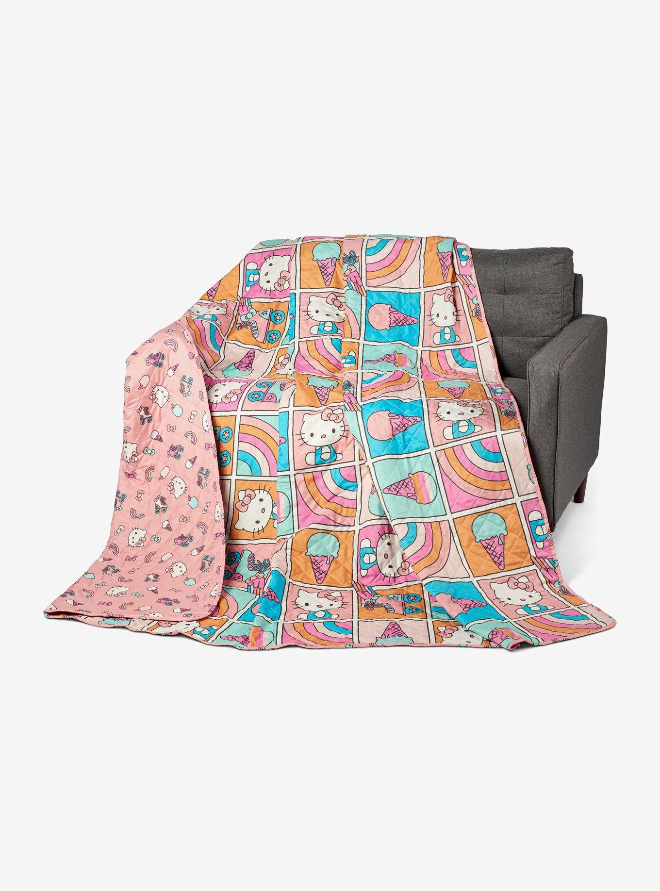 Hello Kitty Rainbow Pink Full/Queen Quilted Blanket, , hi-res