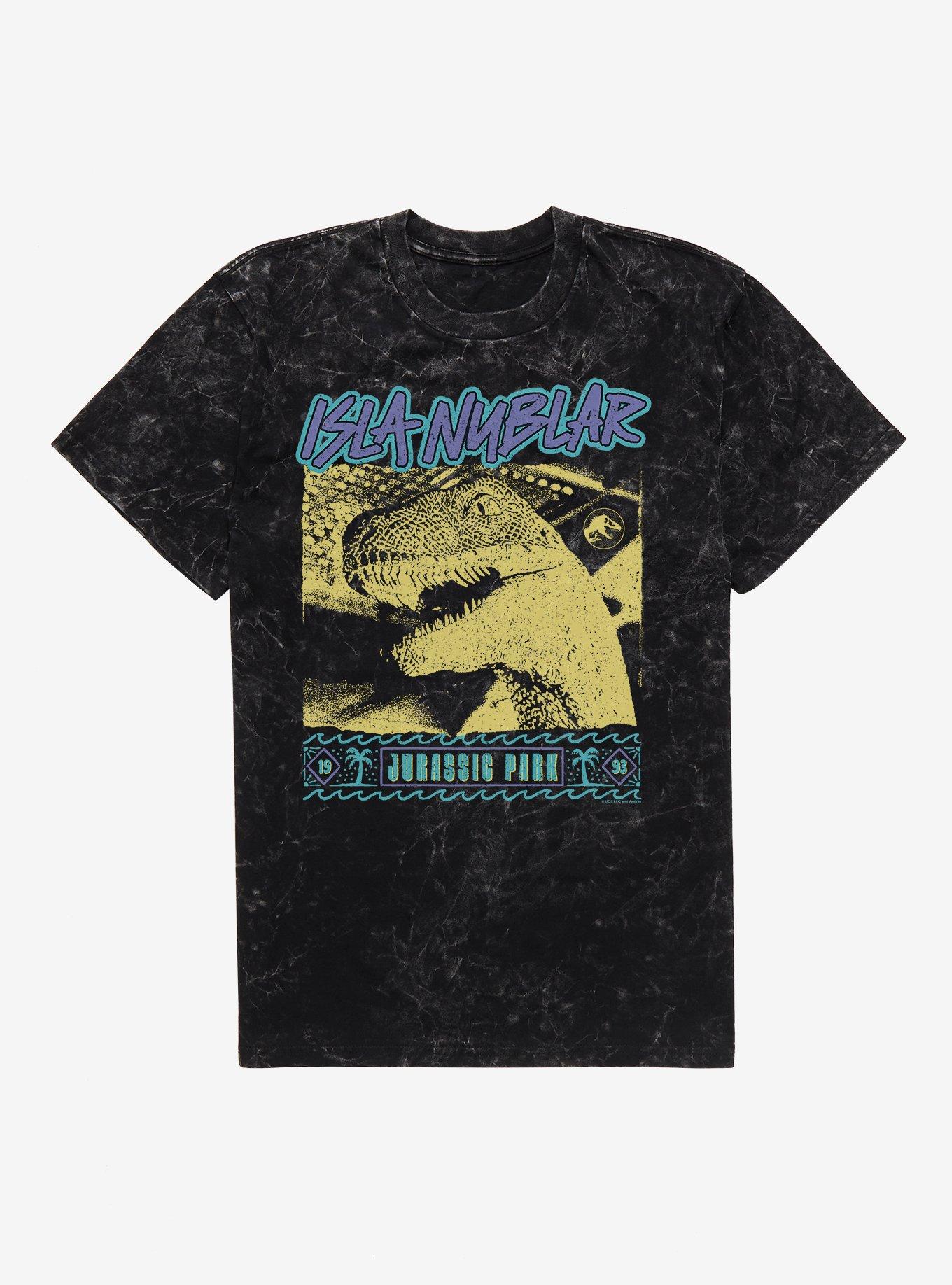 Jurassic Park Isla Nublar 1993 Retro Raptor Mineral Wash T-Shirt, BLACK MINERAL WASH, hi-res