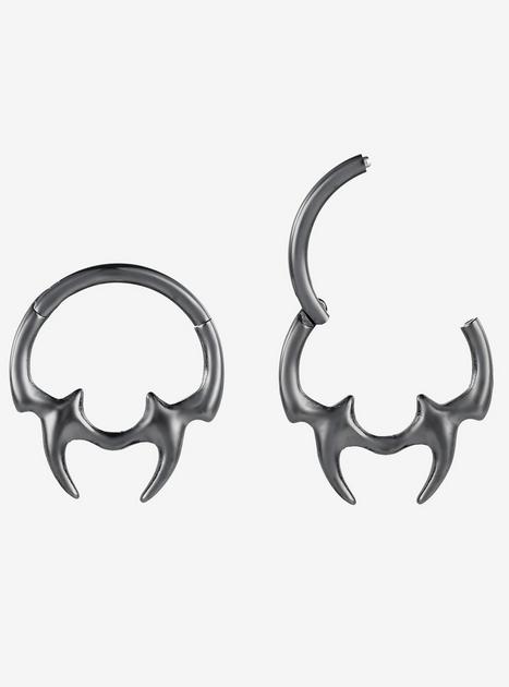 Steel Gunmetal Fang Hinged Clicker | Hot Topic