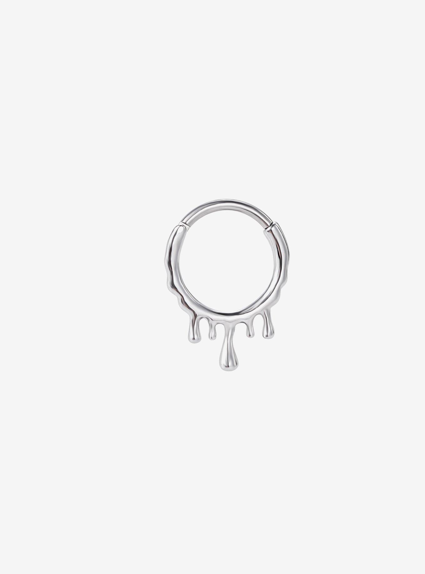 14G Steel Silver Drip Hinged Clicker, , hi-res