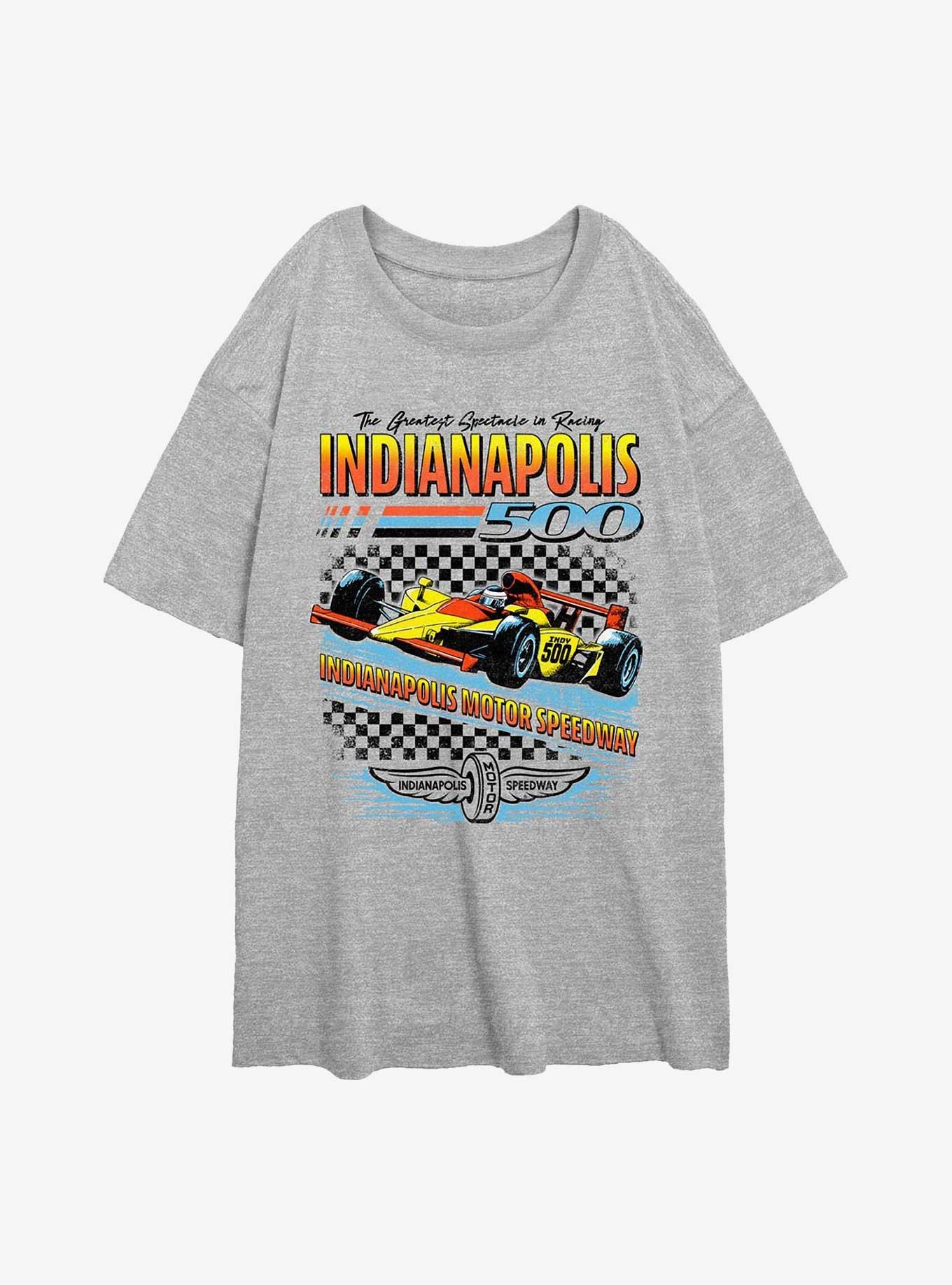 Indianapolis 500 Race Checker Girls Oversized T-Shirt, ATH HTR, hi-res