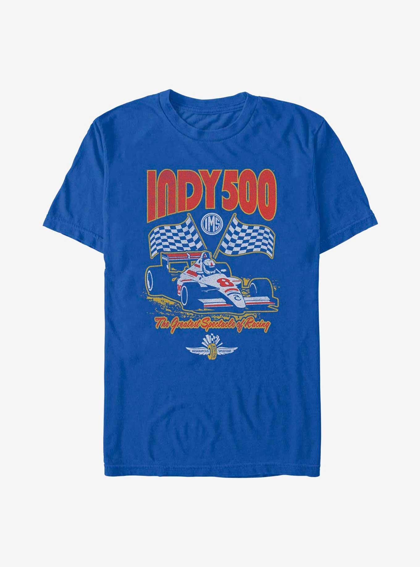 Indianapolis 500 Checkered Flags Racing T-Shirt, ROYAL, hi-res