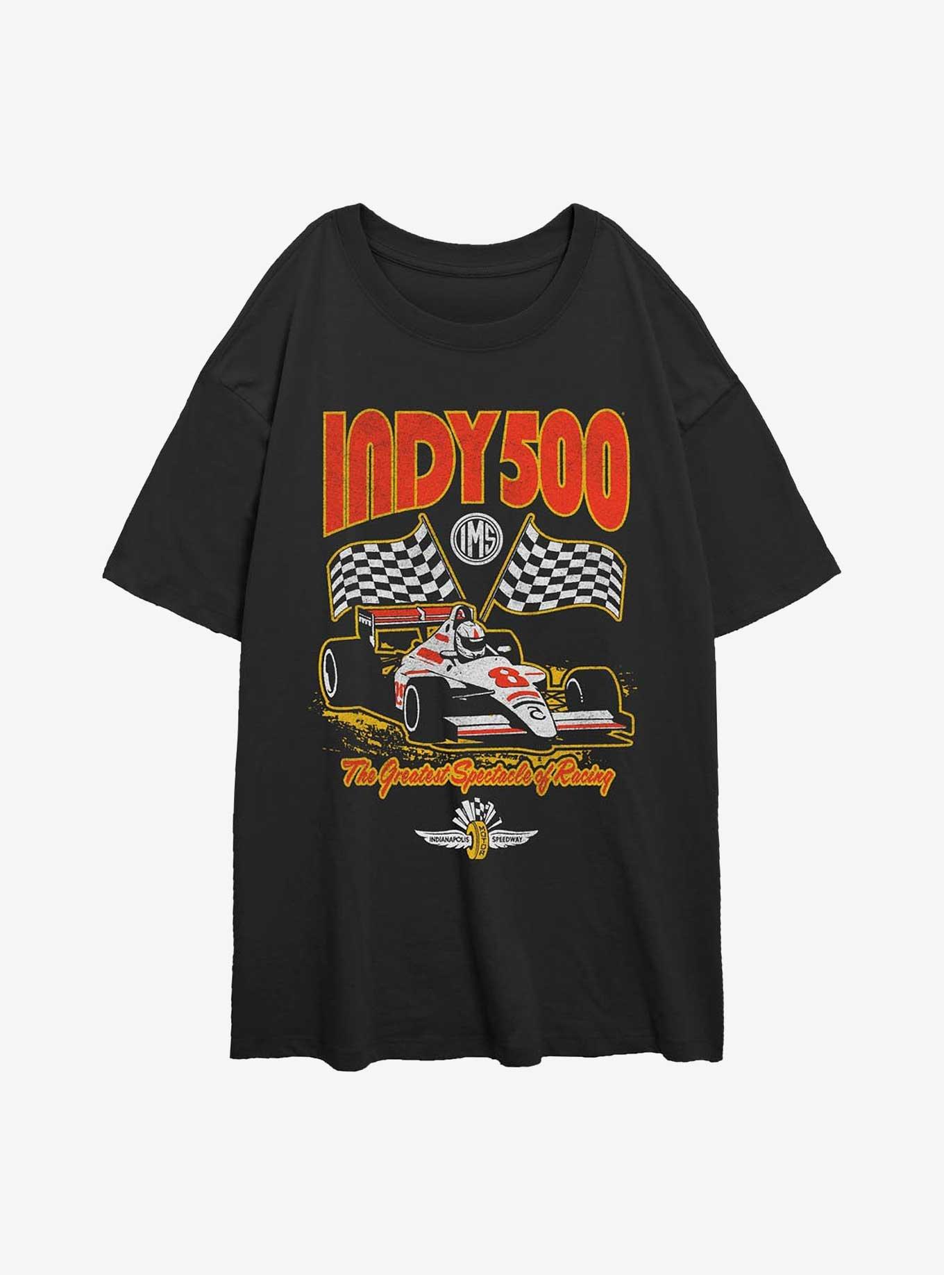 Indianapolis 500 Checkered Flags Racing Girls Oversized T-Shirt