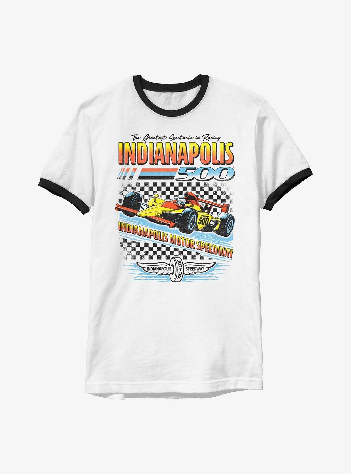 Indianapolis 500 Race Checker Ringer T-Shirt, WHTBLK, hi-res