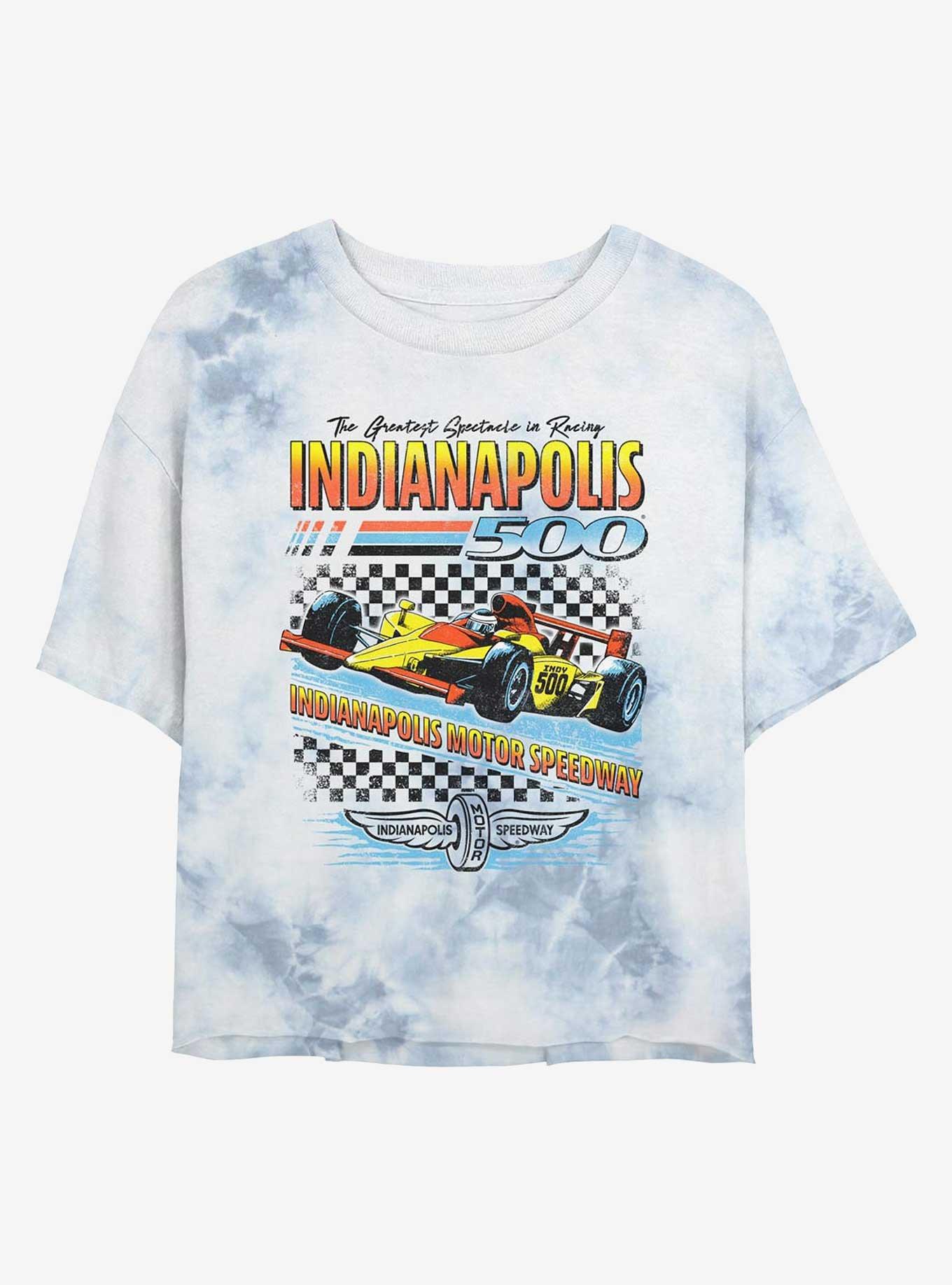 Indianapolis 500 Race Checker Girls Tie-Dye Crop T-Shirt