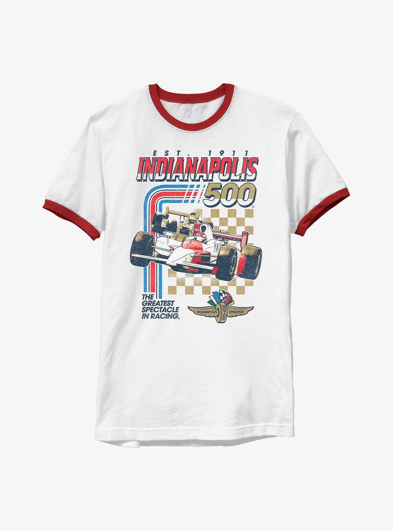 Indianapolis 500 Racing Stripes Ringer T-Shirt, WHTRED, hi-res