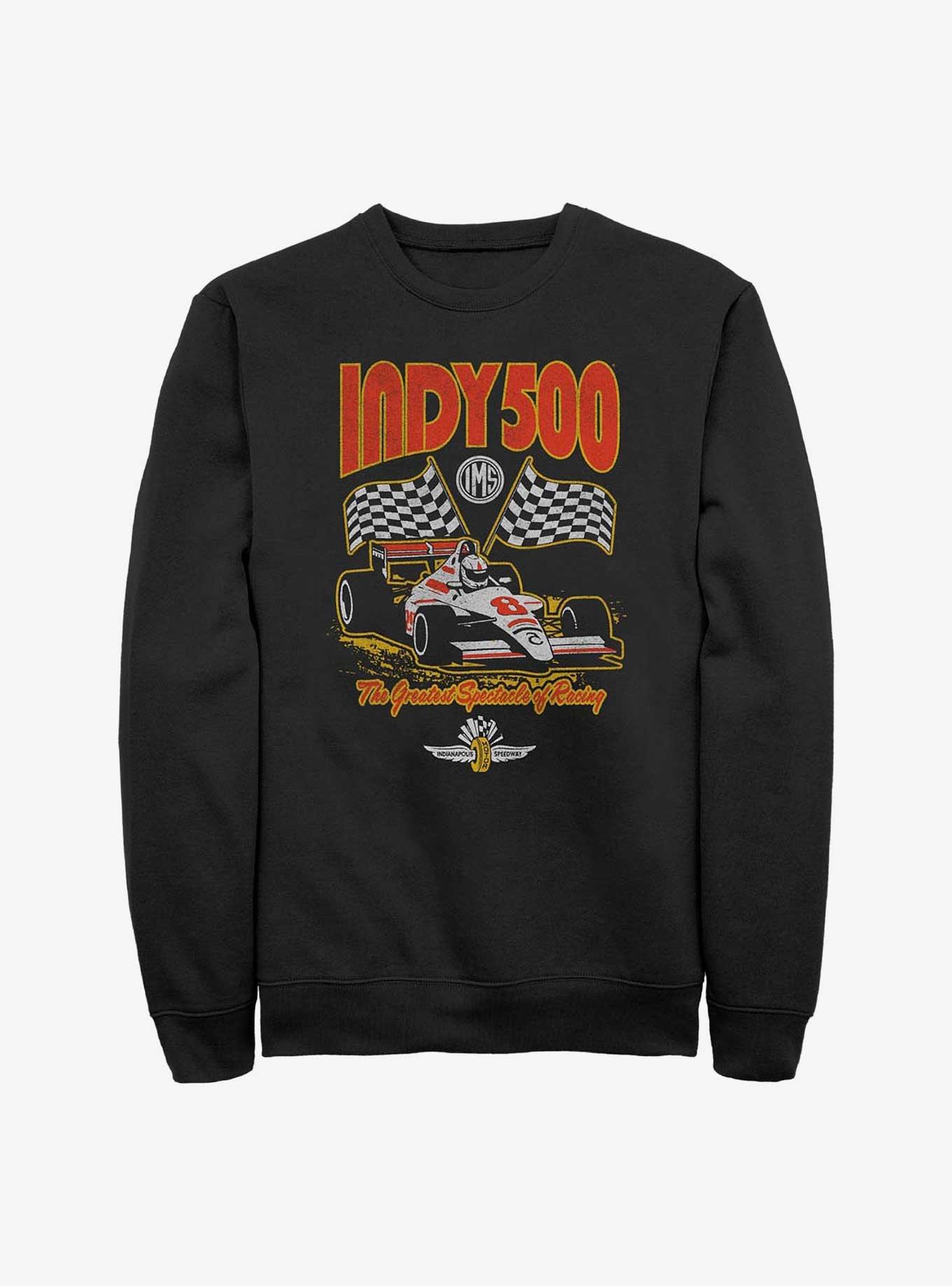 Indianapolis 500 Checkered Flags Racing Sweatshirt, BLACK, hi-res