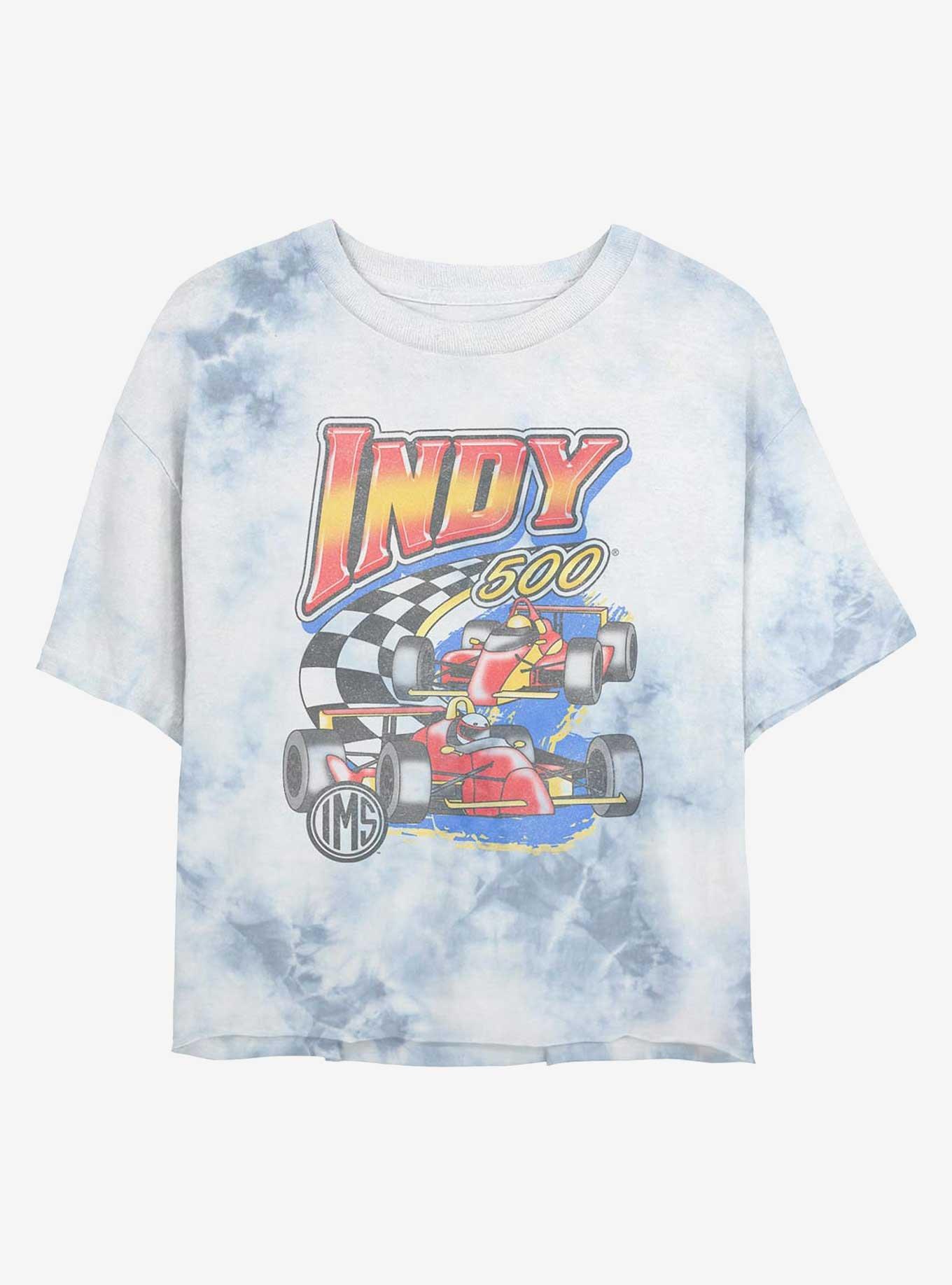 Indianapolis 500 Vinatge Racing Girls Tie-Dye Crop T-Shirt, WHITEBLUE, hi-res