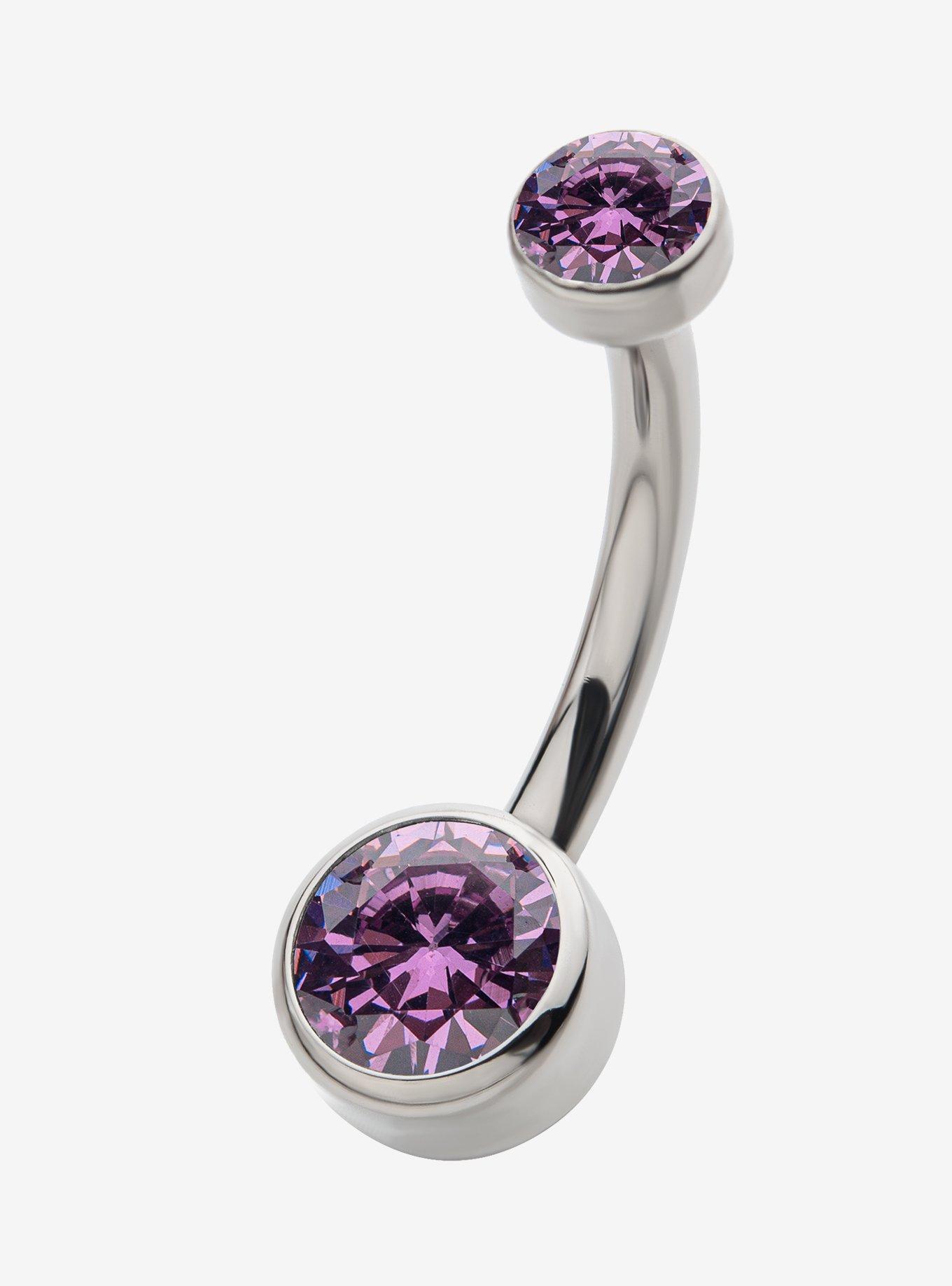 Titanium Purple Bling Navel Barbell, , hi-res