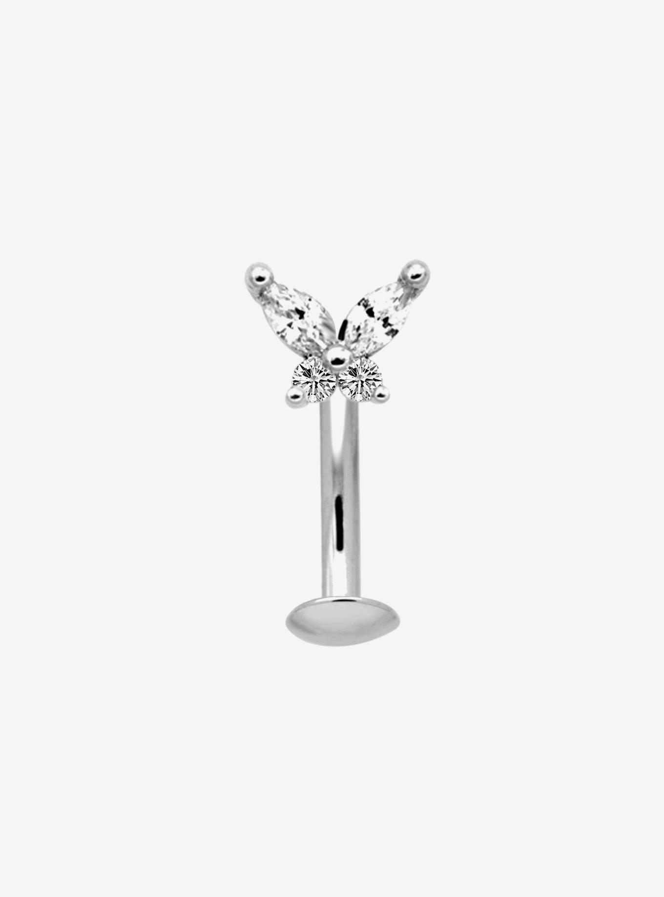 14G Titanium Butterfly Gem Floating Navel Barbell, , hi-res