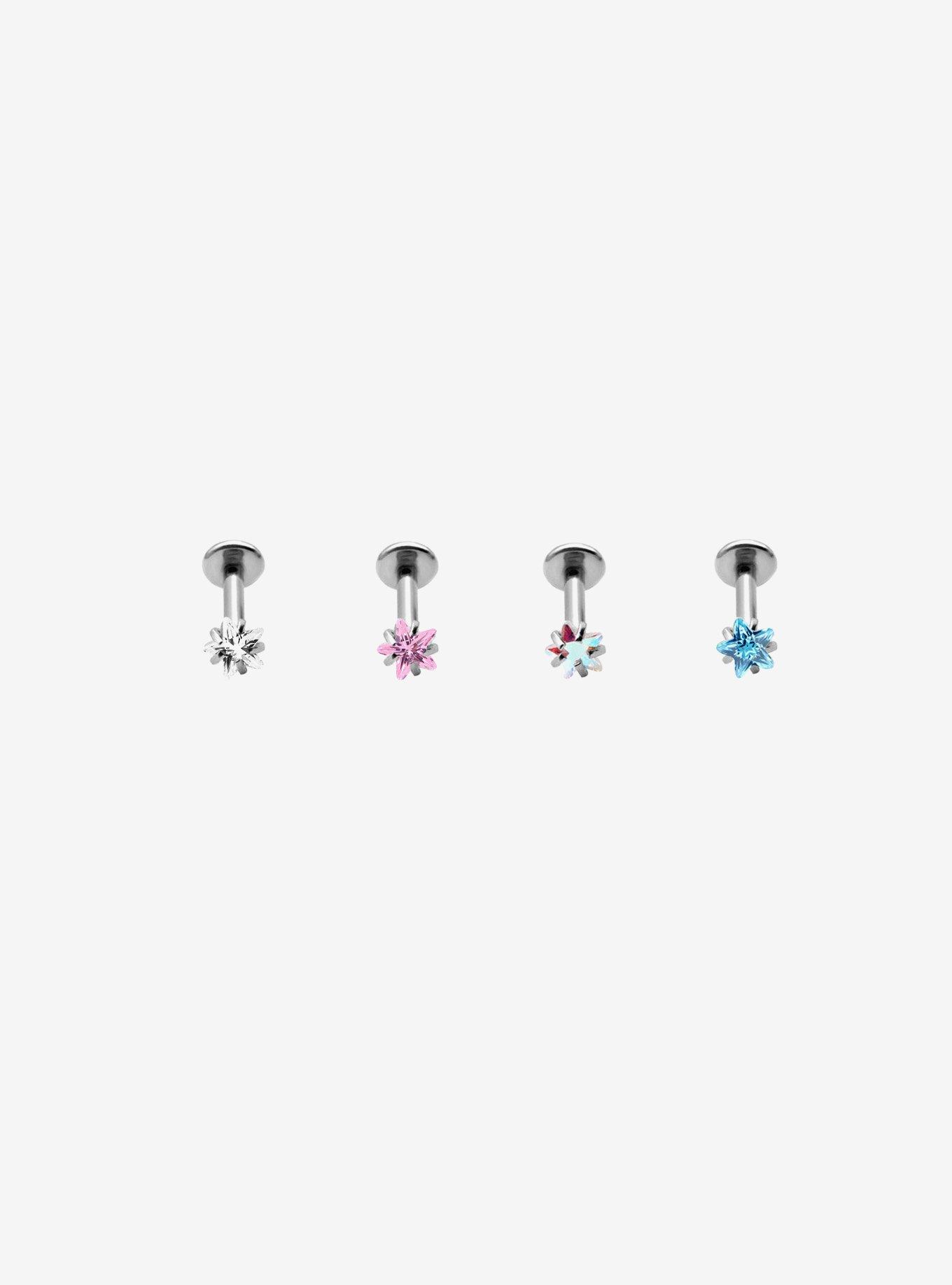 Steel Pastel Star Labret Stud 4 Pack, , hi-res