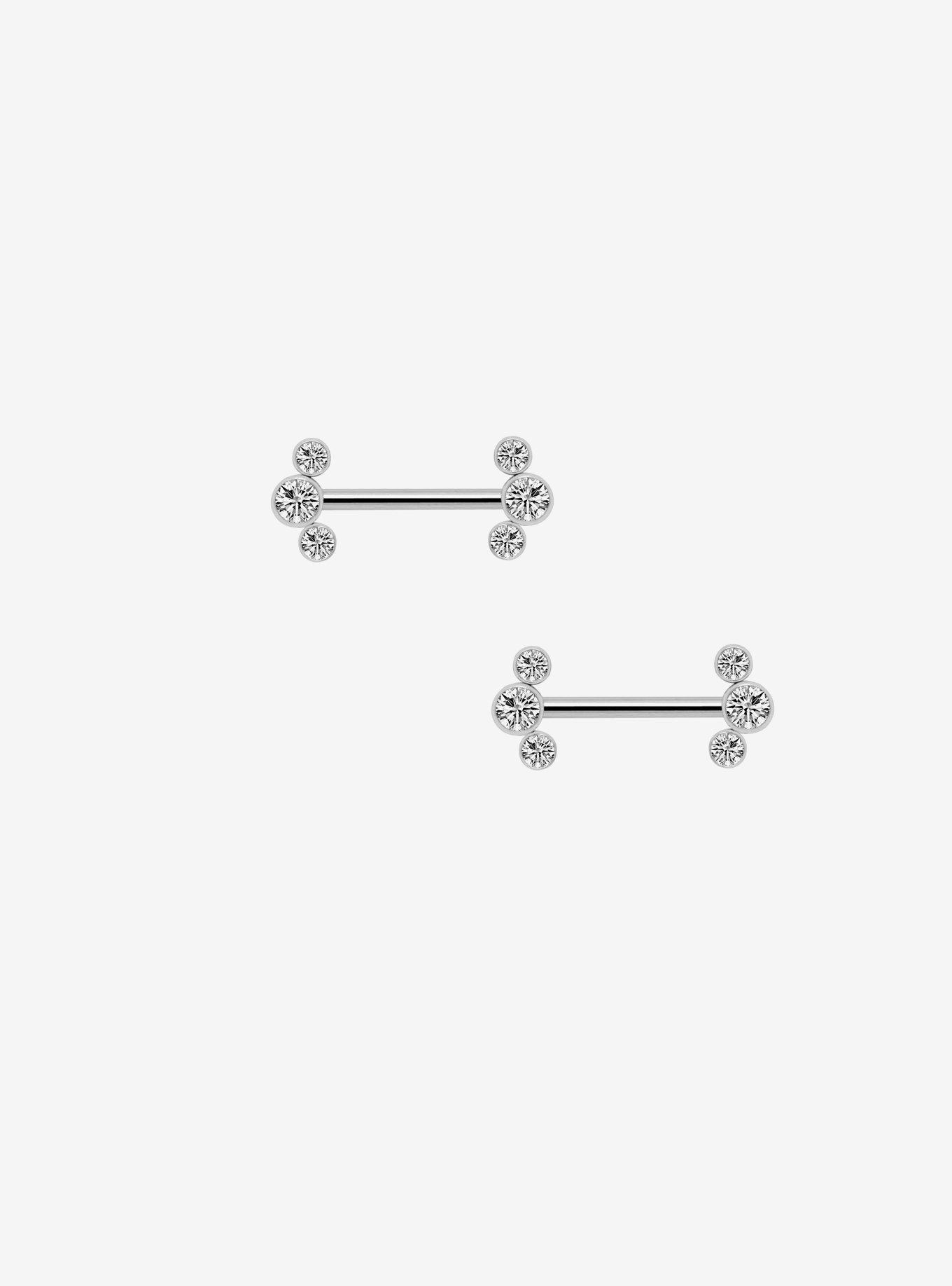14G Titanium Bling Nipple Barbell 2 Pack, , hi-res