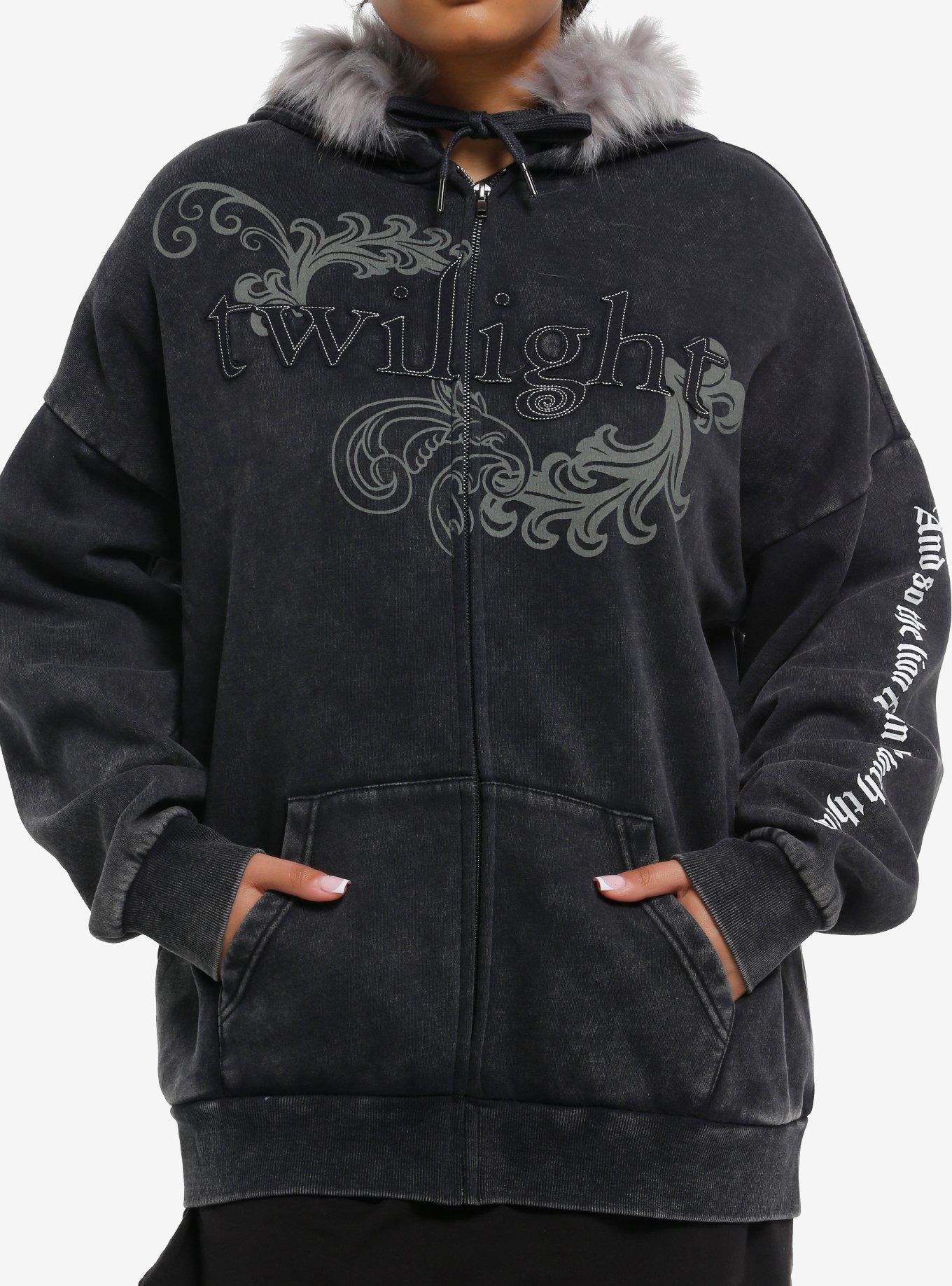 The Twilight Saga Filigree Fuzzy Hood Girls Oversized Hoodie | Hot