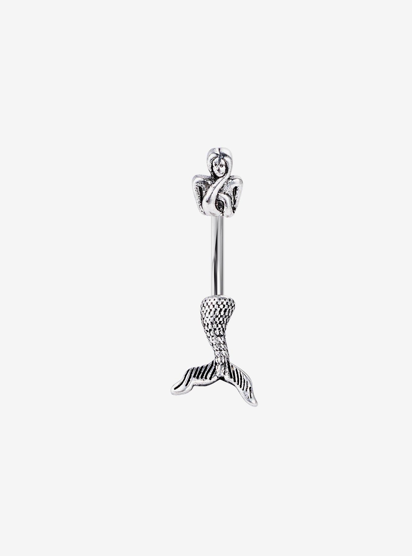 14G Steel Mermaid Navel Barbell, , hi-res