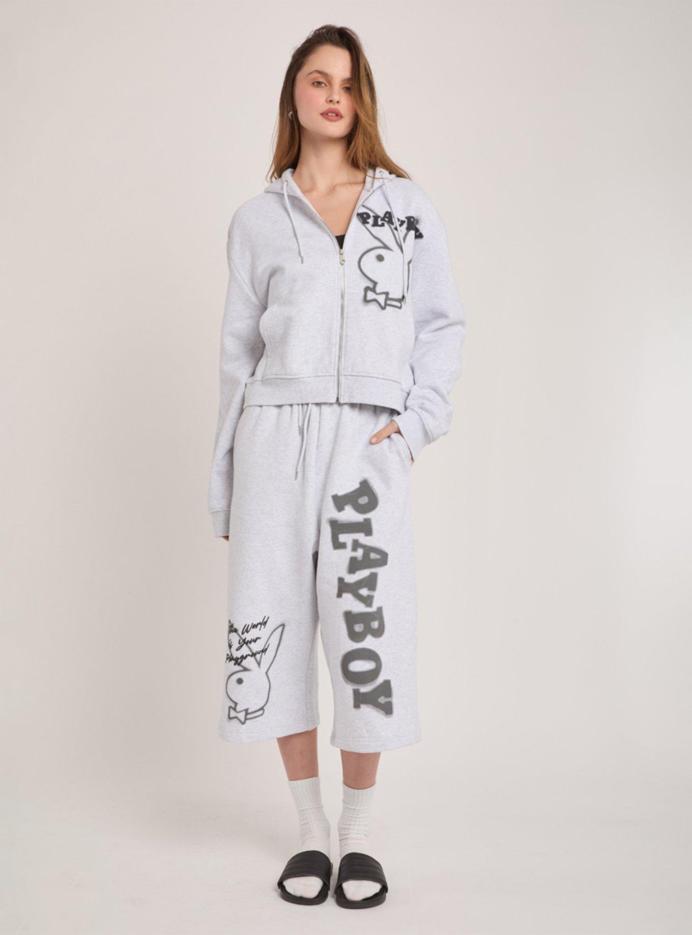 Playboy Grey Graffiti Print Zip-Up Hoodie, , hi-res