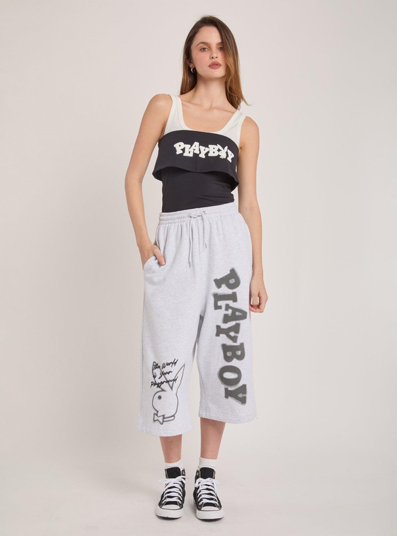 Playboy Grey Graffiti Print Jort, , hi-res