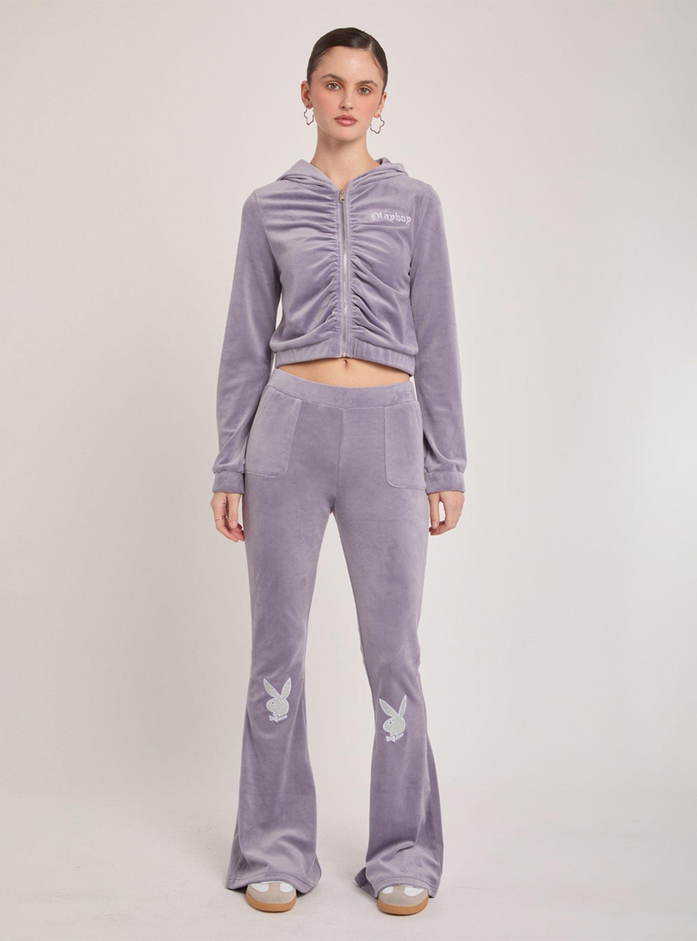 Playboy Lavender Applique Ruched Velour Jacket, , hi-res
