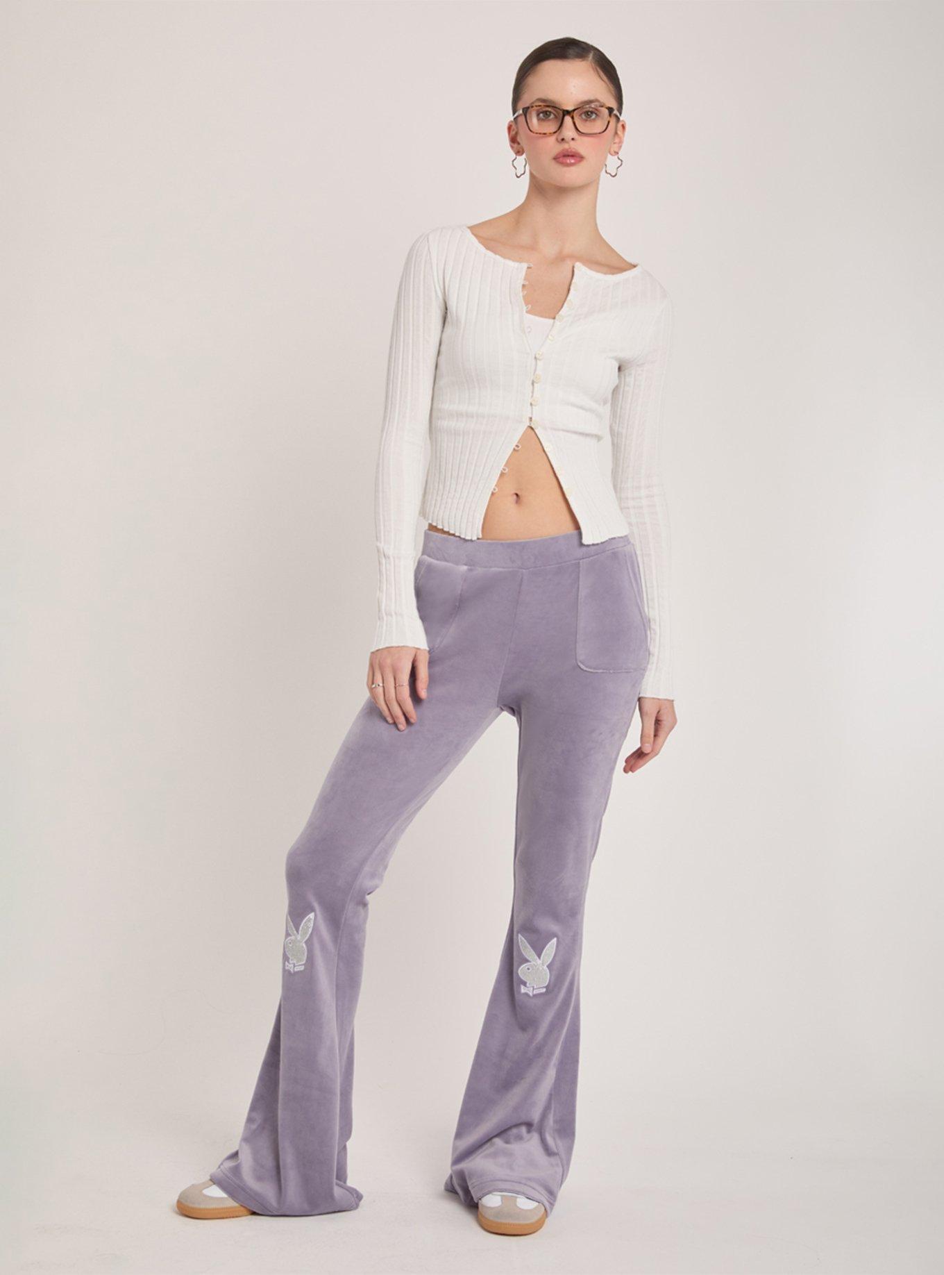 Playboy Lavender Applique Velour Bottom, , hi-res