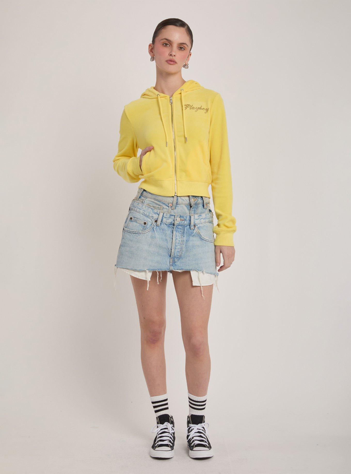 Playboy Yellow Gold Rhinestone Velour Jacket, , hi-res