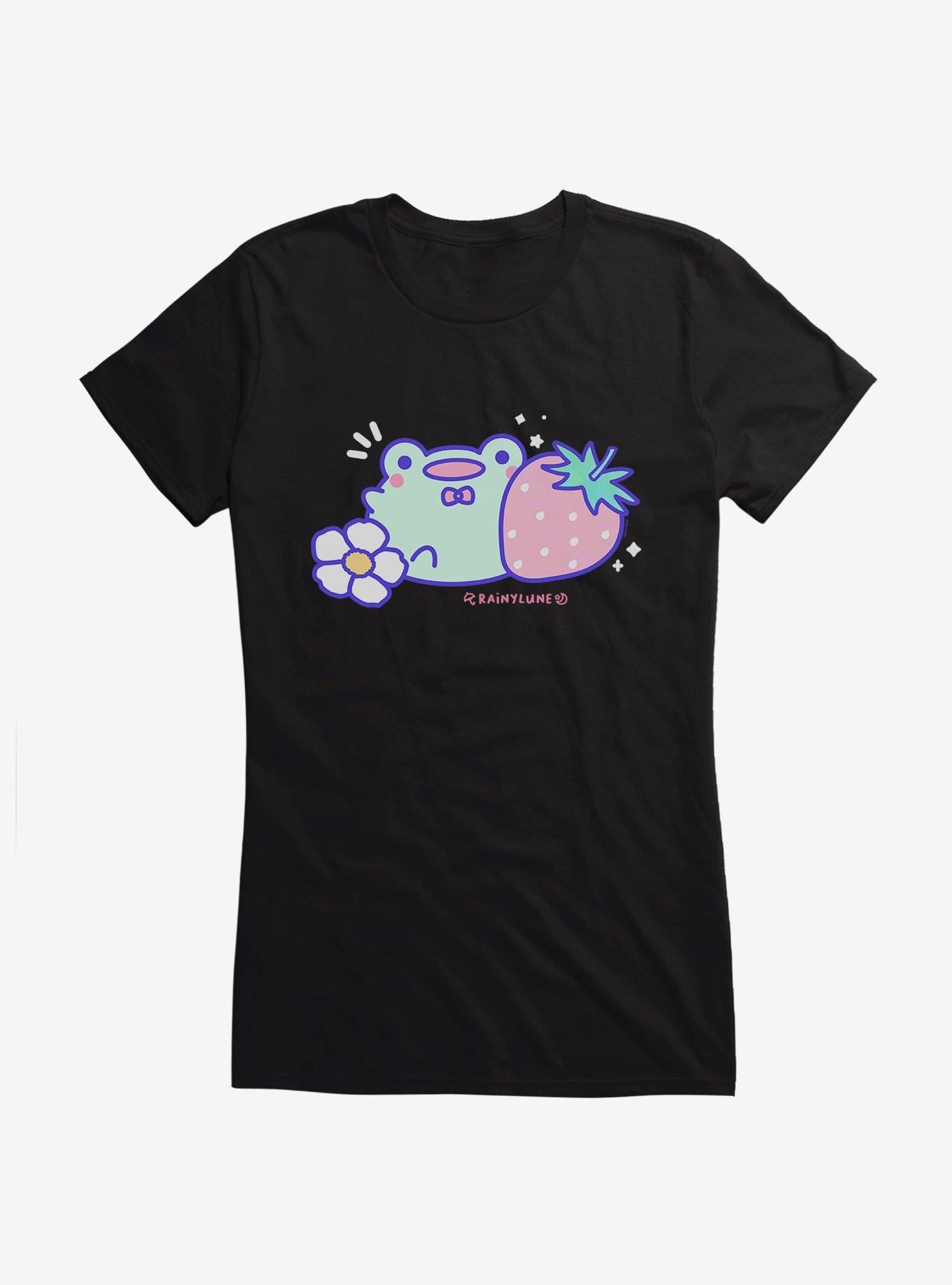 Rainylune Friend The Frog Strawberry Girls T-Shirt, BLACK, hi-res