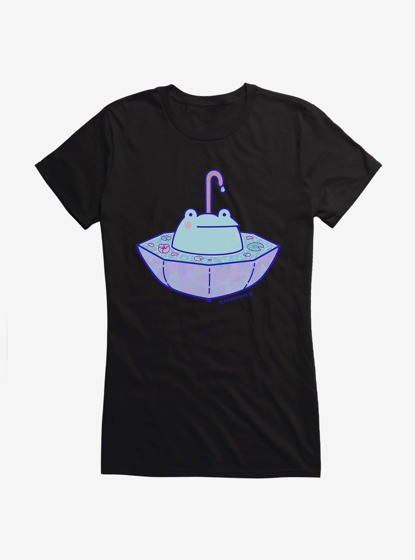 Rainylune Son The Frog Umbrella Girls T-Shirt, BLACK, hi-res