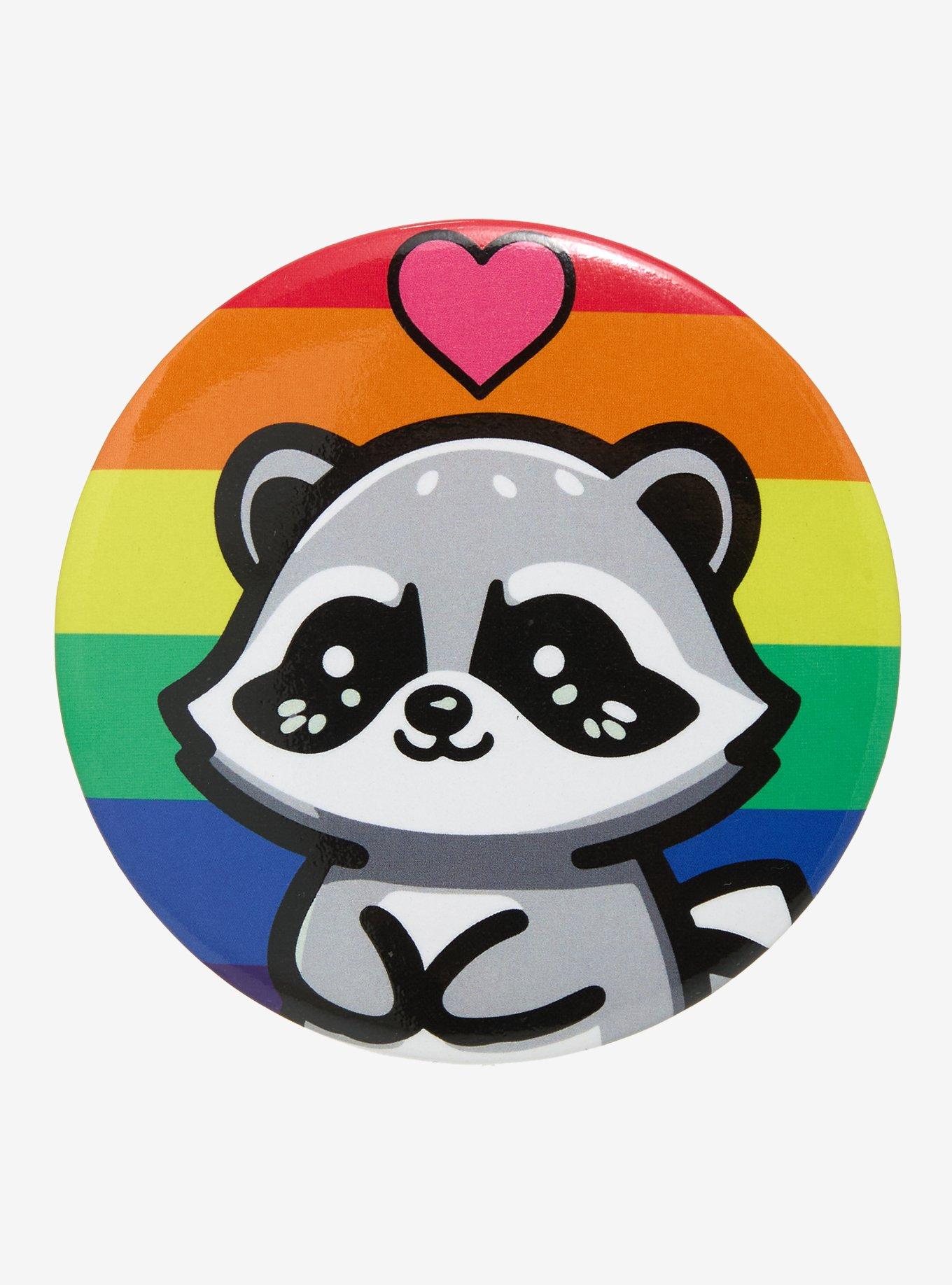 Rainbow Raccoon Pride 3 Inch Button, , hi-res