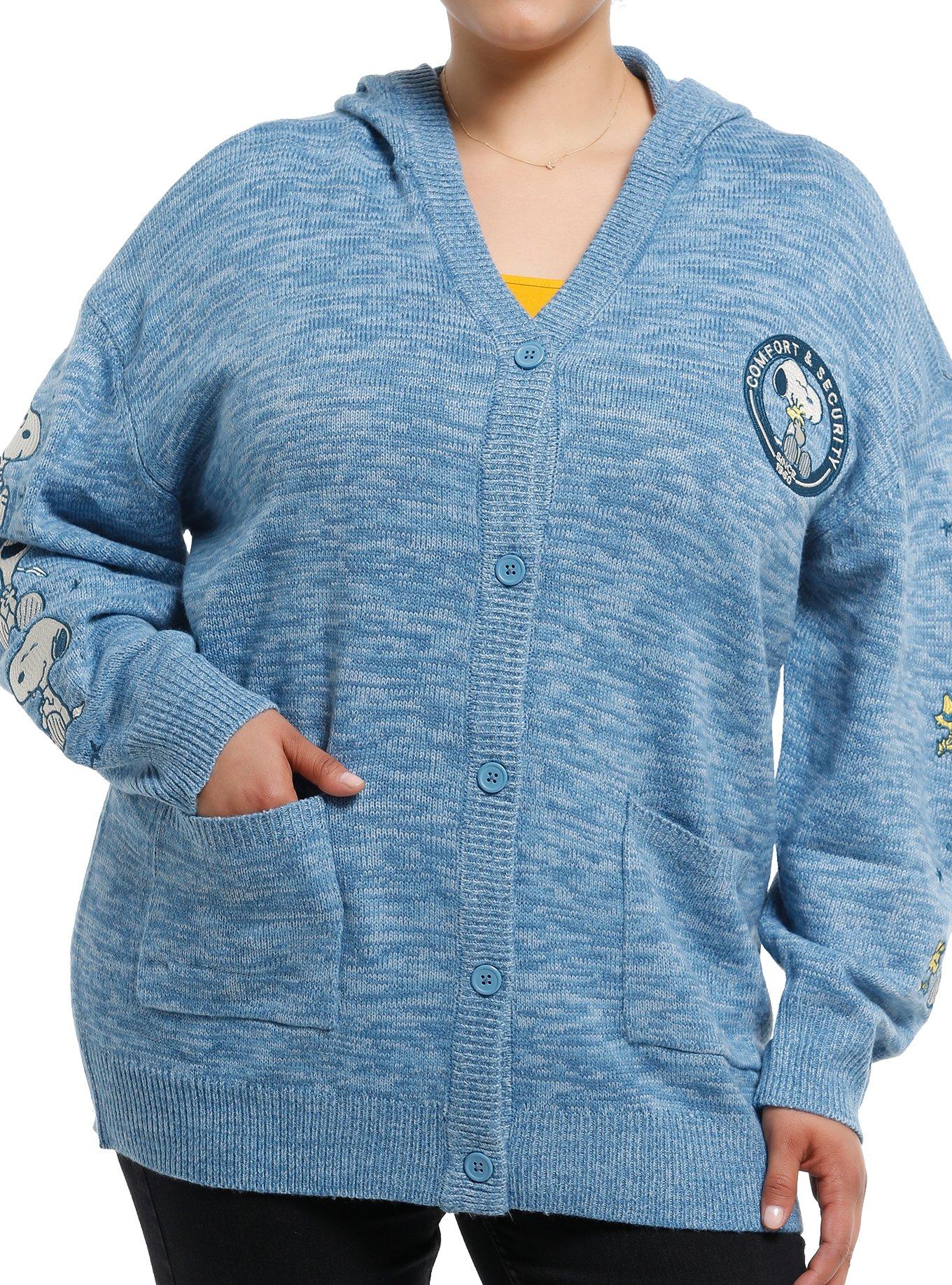 Peanuts Snoopy & Woodstock Girls Oversized Hooded Cardigan Plus Size, , hi-res