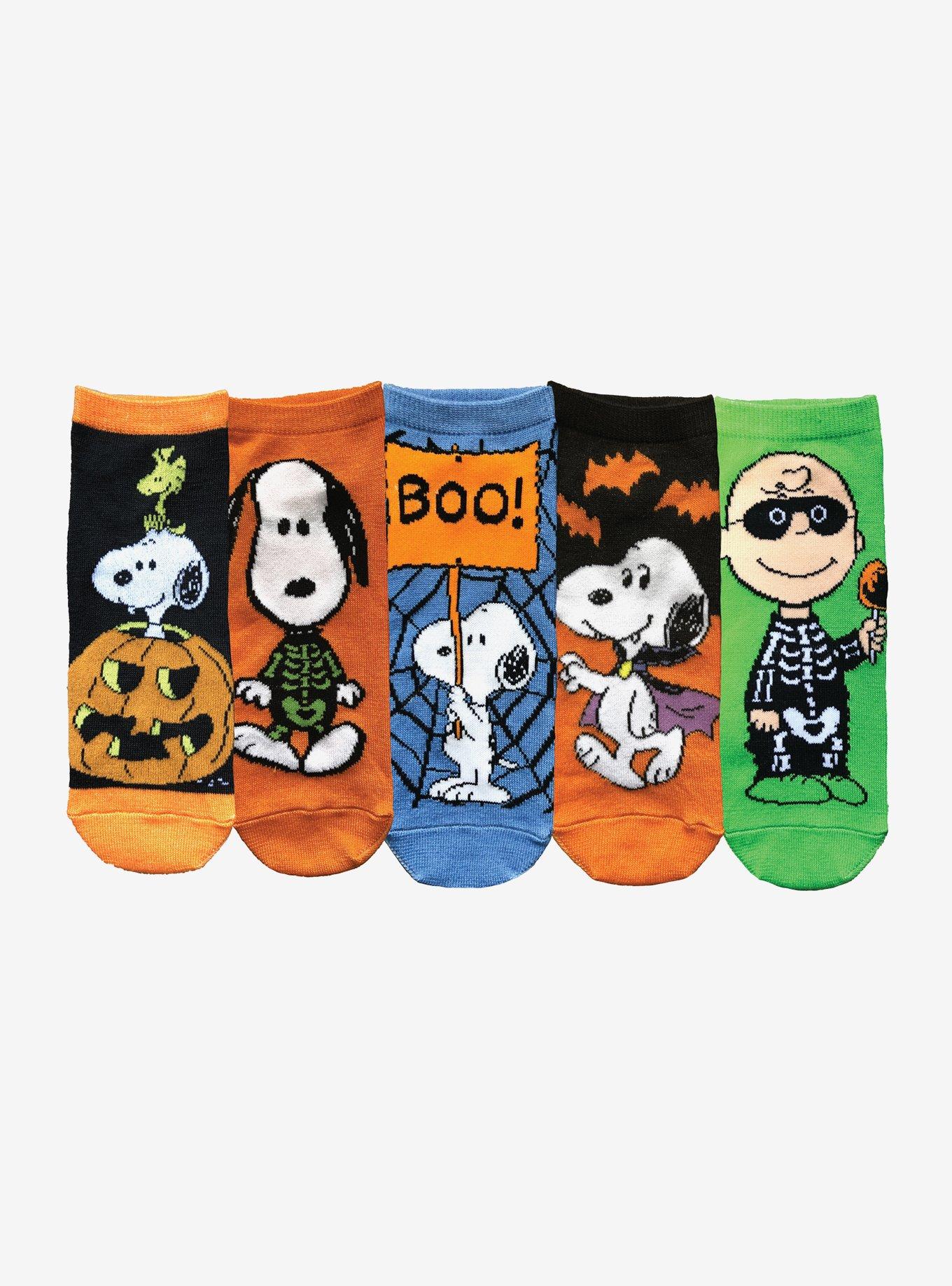 Peanuts Halloween No-Show Socks 5 Pair, , hi-res