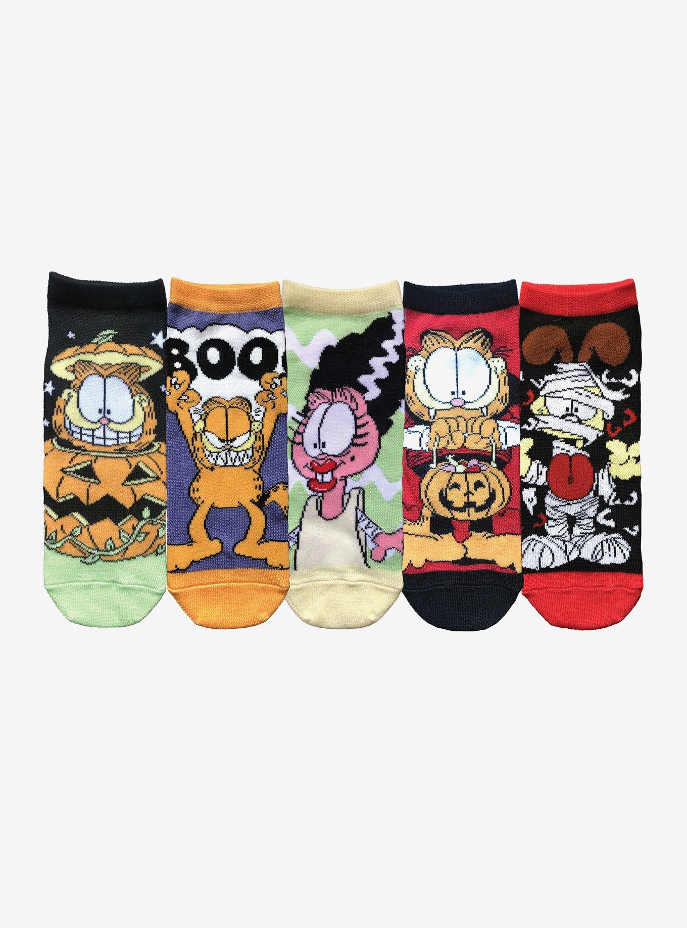 Garfield Halloween No-Show Socks 5 Pair, , hi-res