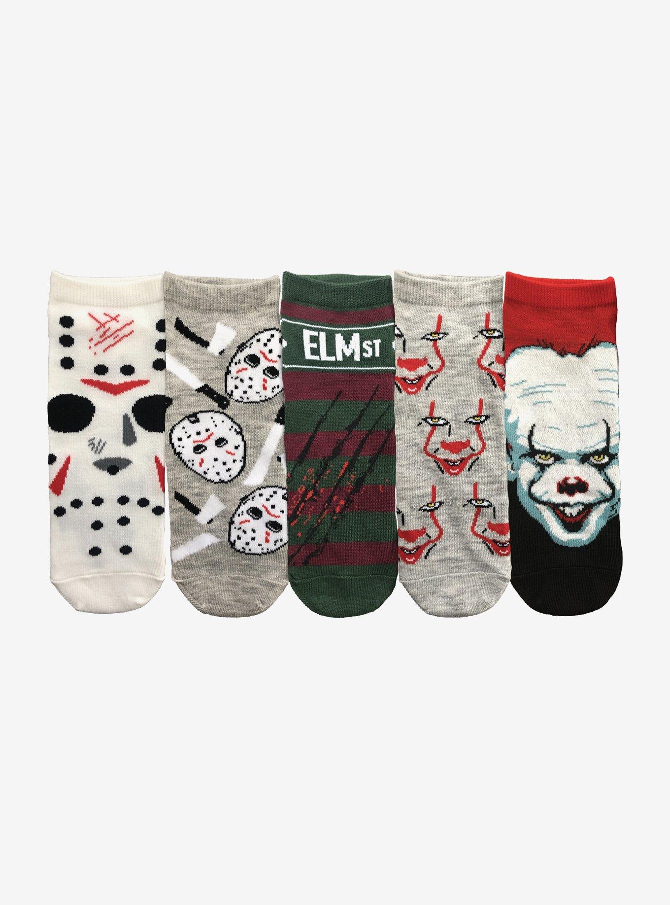 WB Horror Characters No-Show Socks 5 Pair, , hi-res