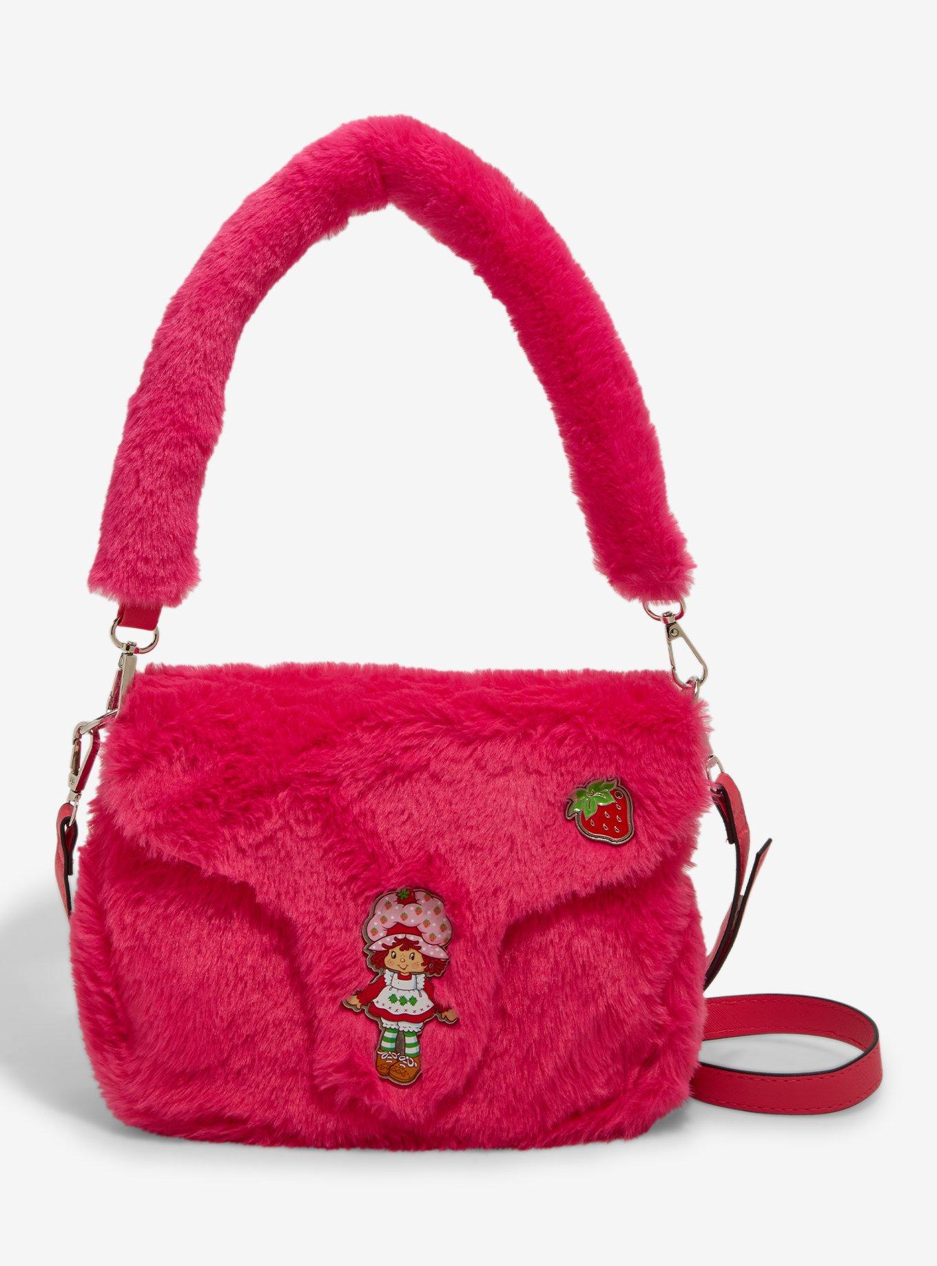 Strawberry Shortcake Fuzzy Pink Shoulder Bag, , hi-res