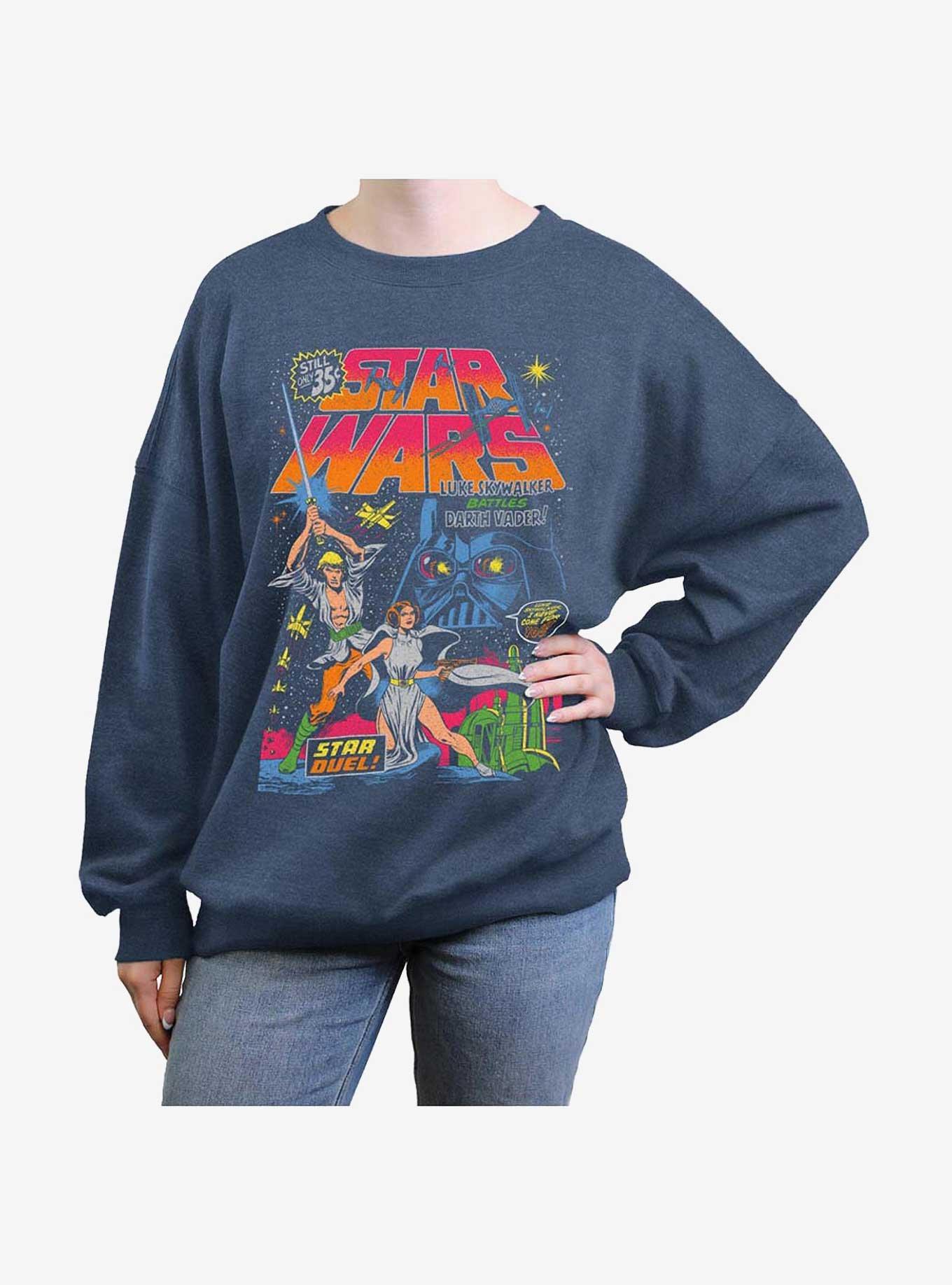 Star Wars Neon Star Duel Girls Oversized Sweatshirt, BLUEHTR, hi-res